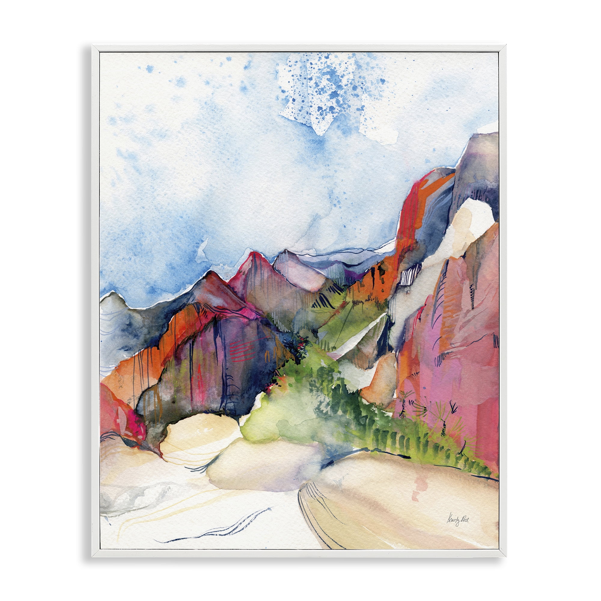 Stupell Industries Desert Days Abstraction Landscape & Nature Painting White Framed Art Print Wall Art, 24 x 30