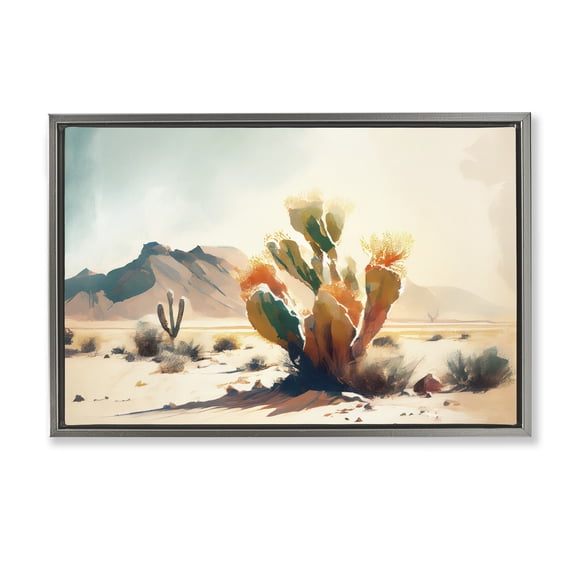 Stupell Industries Desert Dream at Sunrise Gray Framed Floater Canvas Wall Art design by Titan Turner, 17 x 25