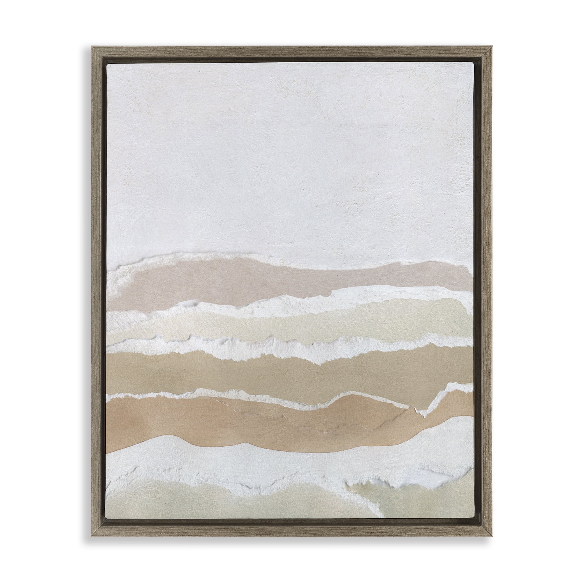 Stupell Industries Desert Dunes Abstraction Abstract Painting Brown Floater Framed Canvas Art Print Wall Art, 17 x 21