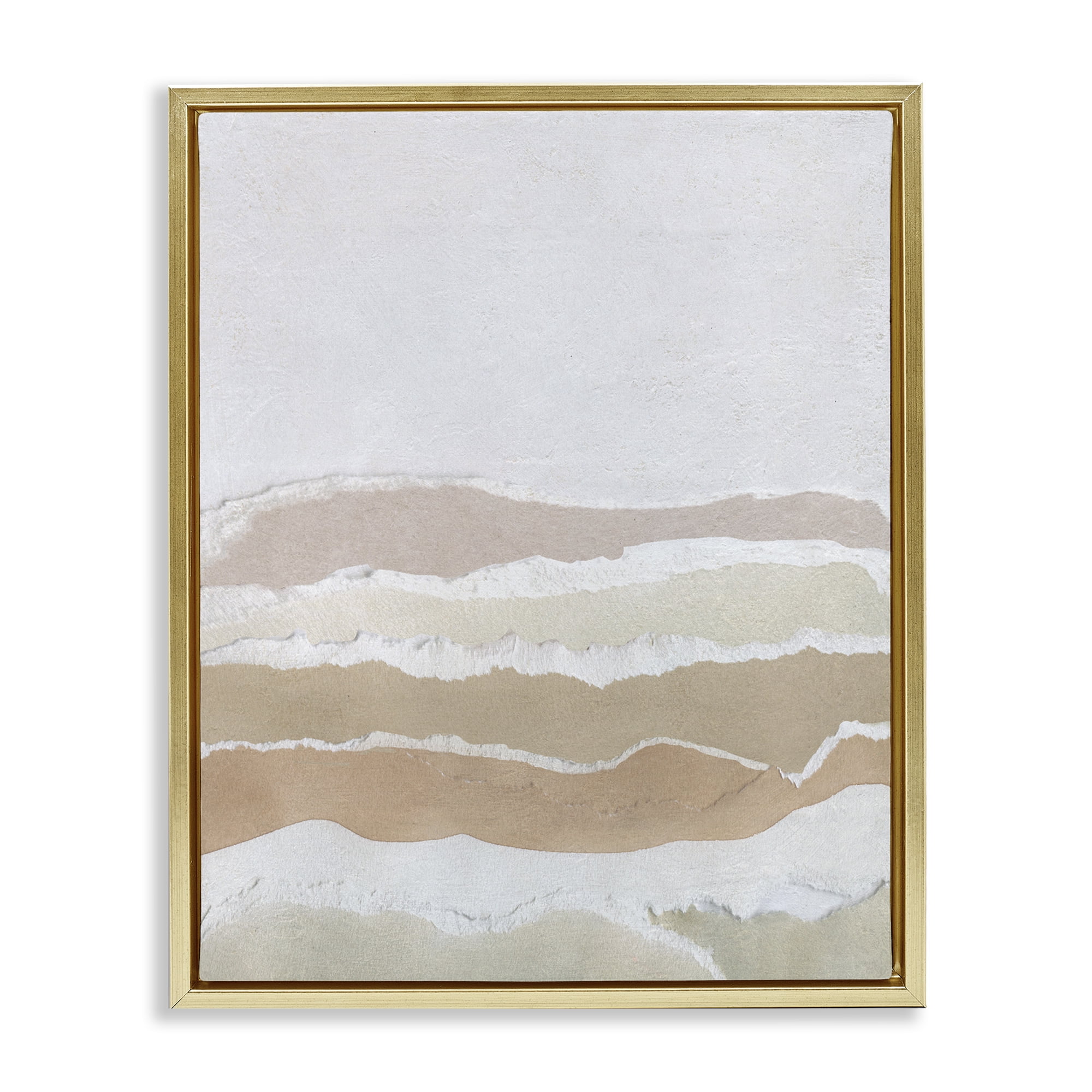 Stupell Industries Desert Dunes Abstraction Abstract Painting Gold Floater Framed Canvas Art Print Wall Art, 25 x 31