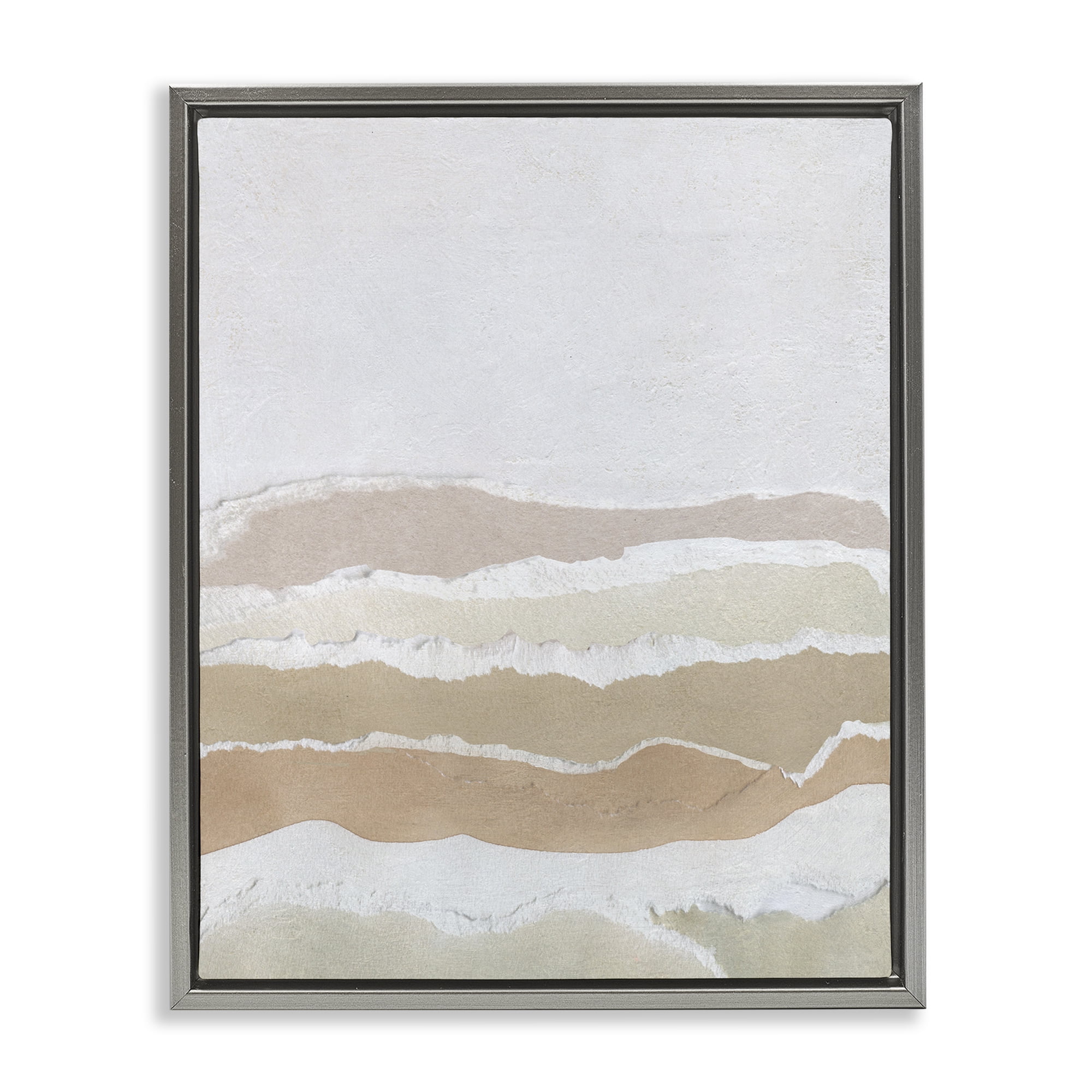 Stupell Industries Desert Dunes Abstraction Abstract Painting Gray Floater Framed Canvas Art Print Wall Art, 25 x 31