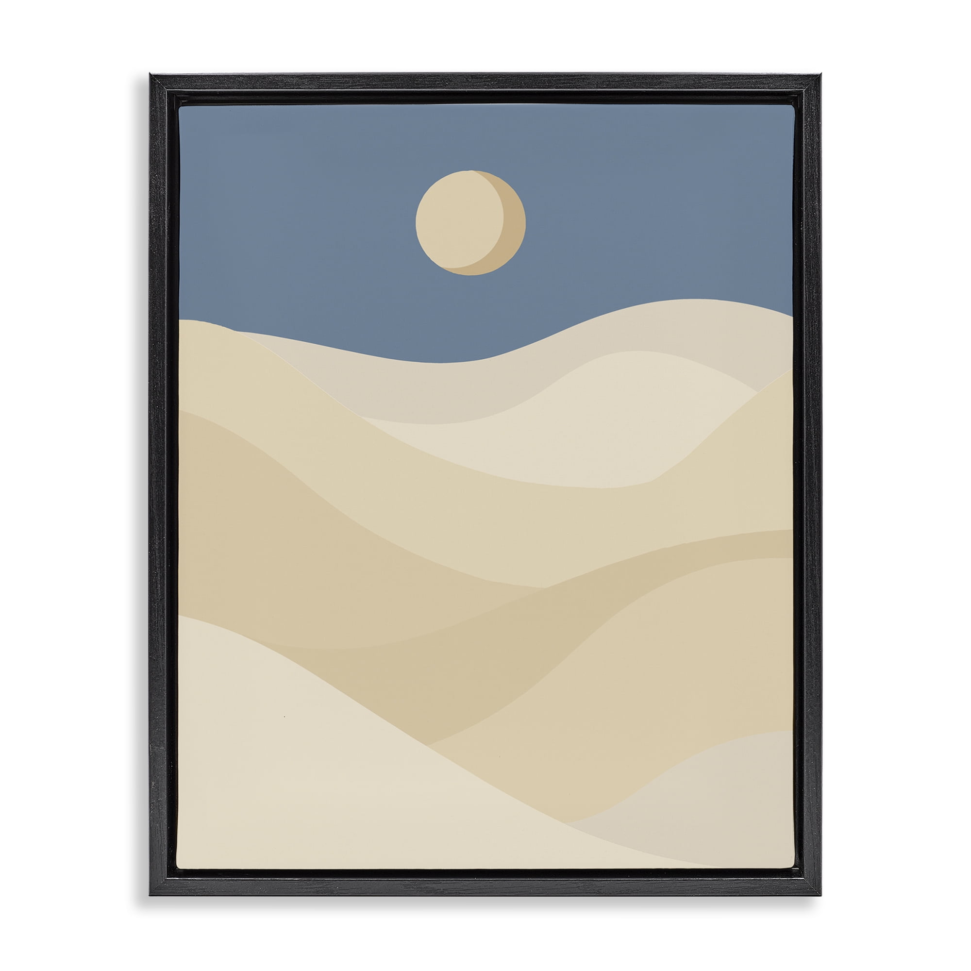 Stupell Industries Desert Dunes & Moon Landscape & Nature Painting Black Floater Framed Canvas Art Print Wall Art, 25 x 31