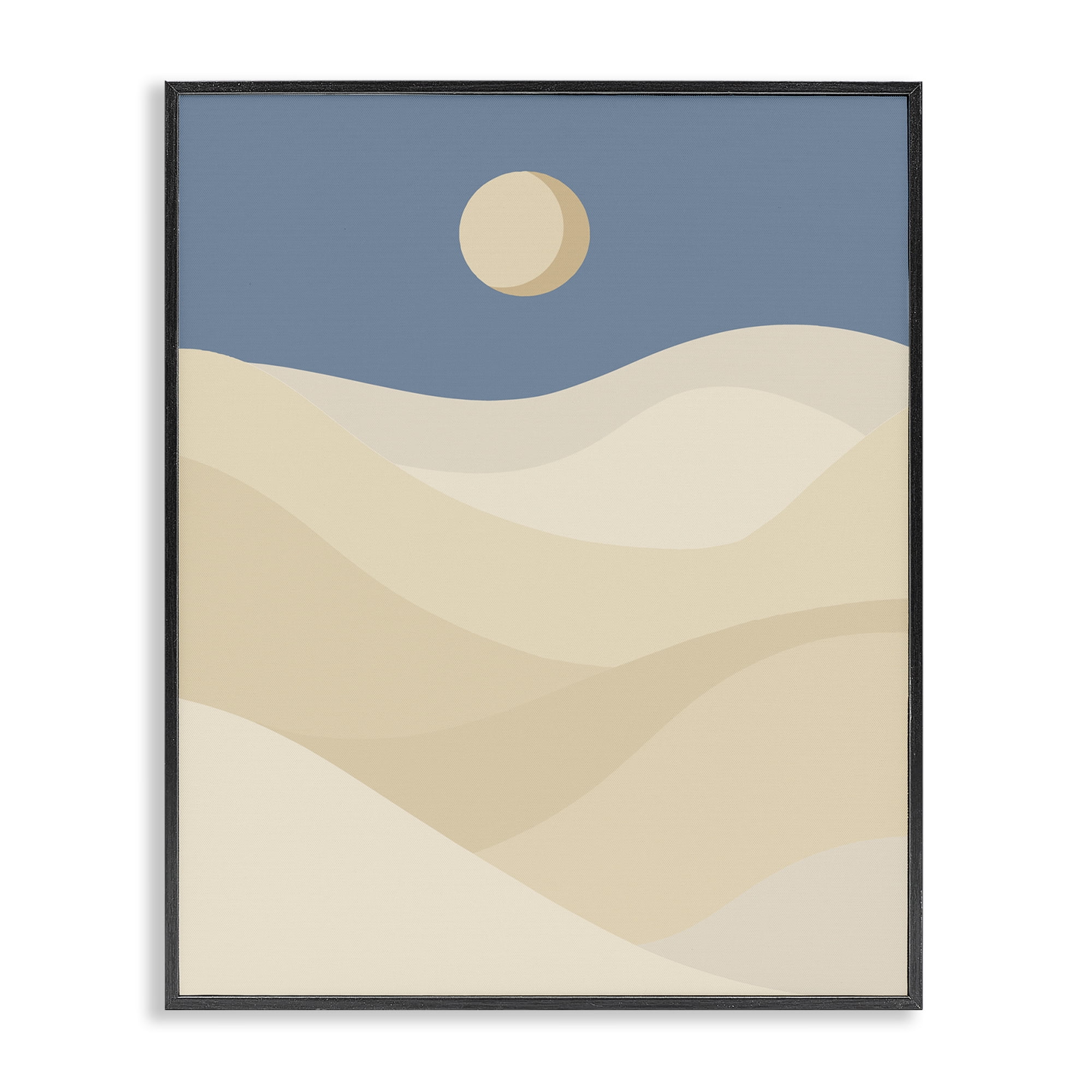 Stupell Industries Desert Dunes & Moon Landscape & Nature Painting Black Framed Art Print Wall Art, 24 x 30