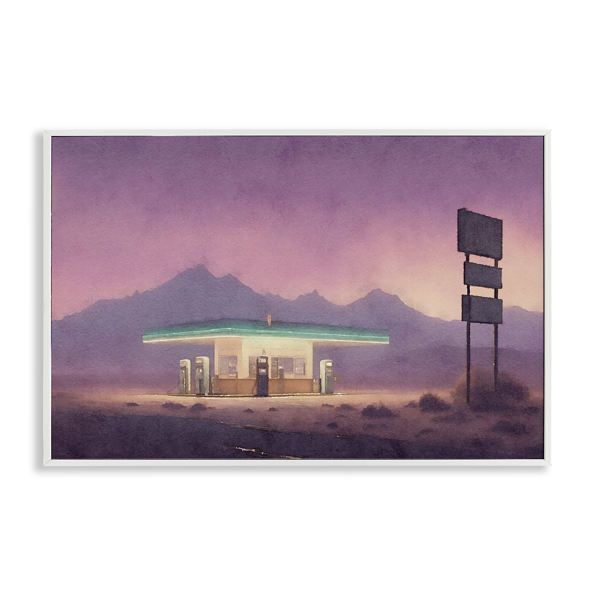 Stupell Industries Desert Gas Station Scenic & Cityscapes Painting White Framed Art Print Wall Art, 24 x 16