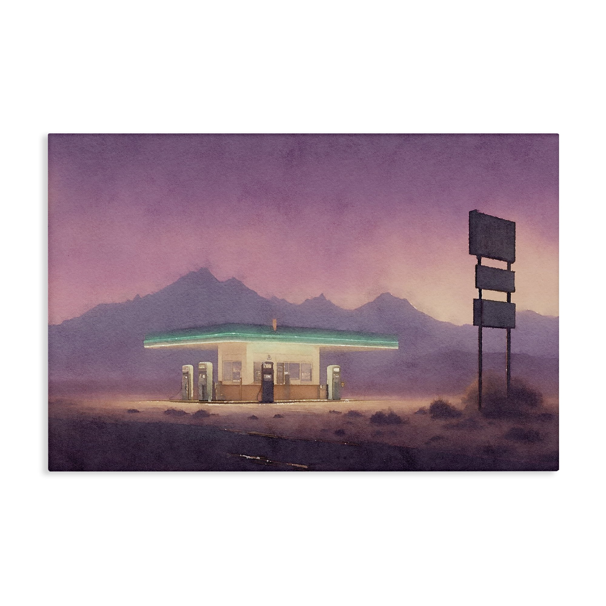 Stupell Industries Desert Gas Station Scenic & Cityscapes Painting Wrapped Canvas Art Print Wall Art, 36 x 24