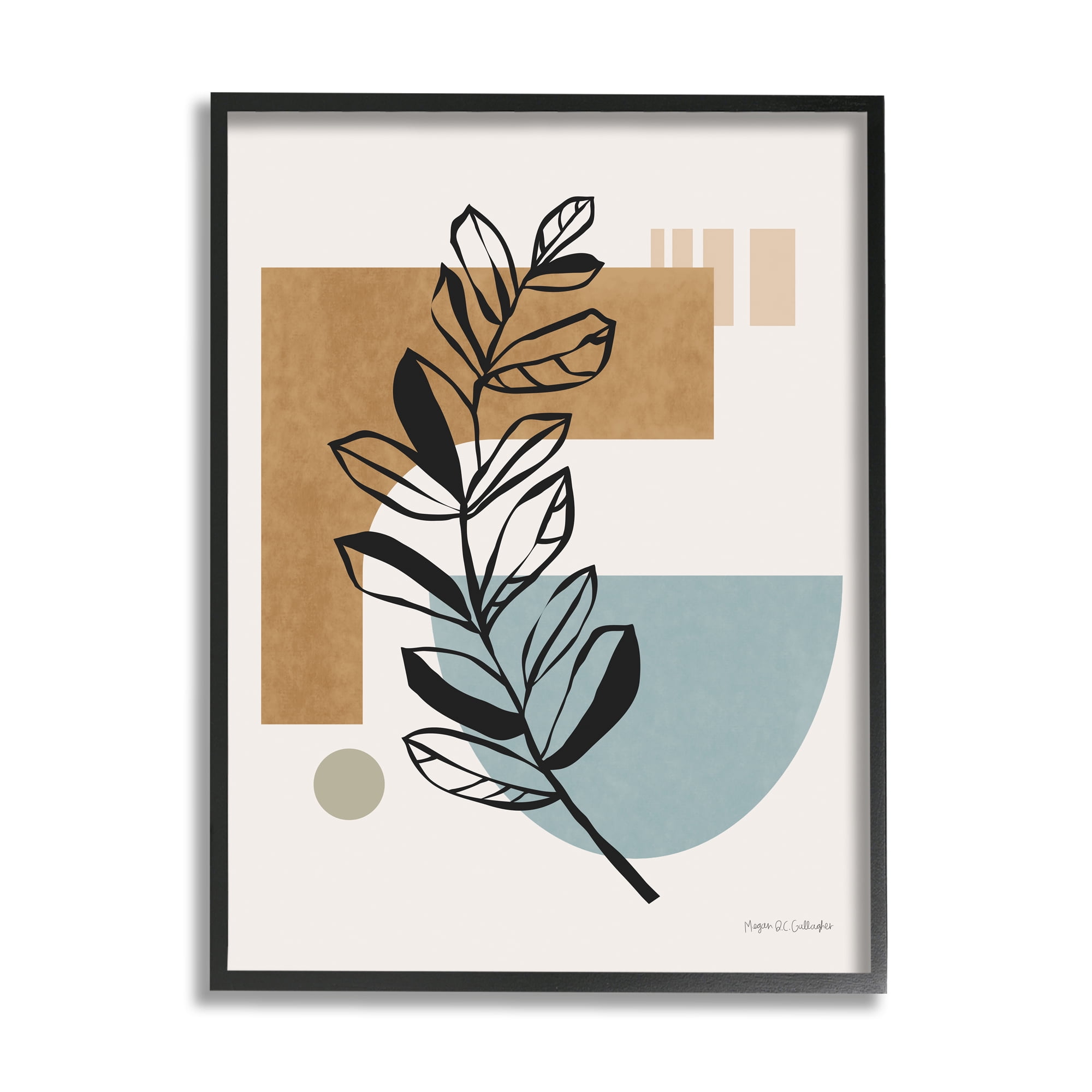 Stupell Industries Desert Geometric Shape Abstraction Botanical Plant Outline Abstract Painting Black Framed Art Print Wall Art, 24 x 30