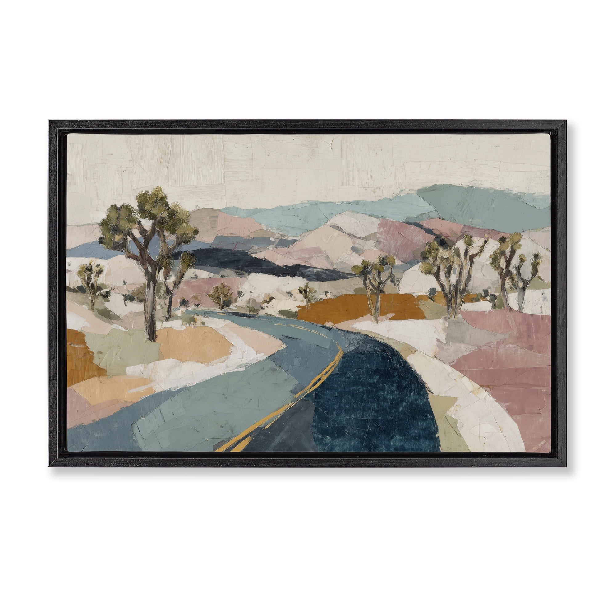 Stupell Industries Desert Highway Through Joshua Trees Black Framed Floater Canvas Wall Art, design by Chromatic Storm Studio