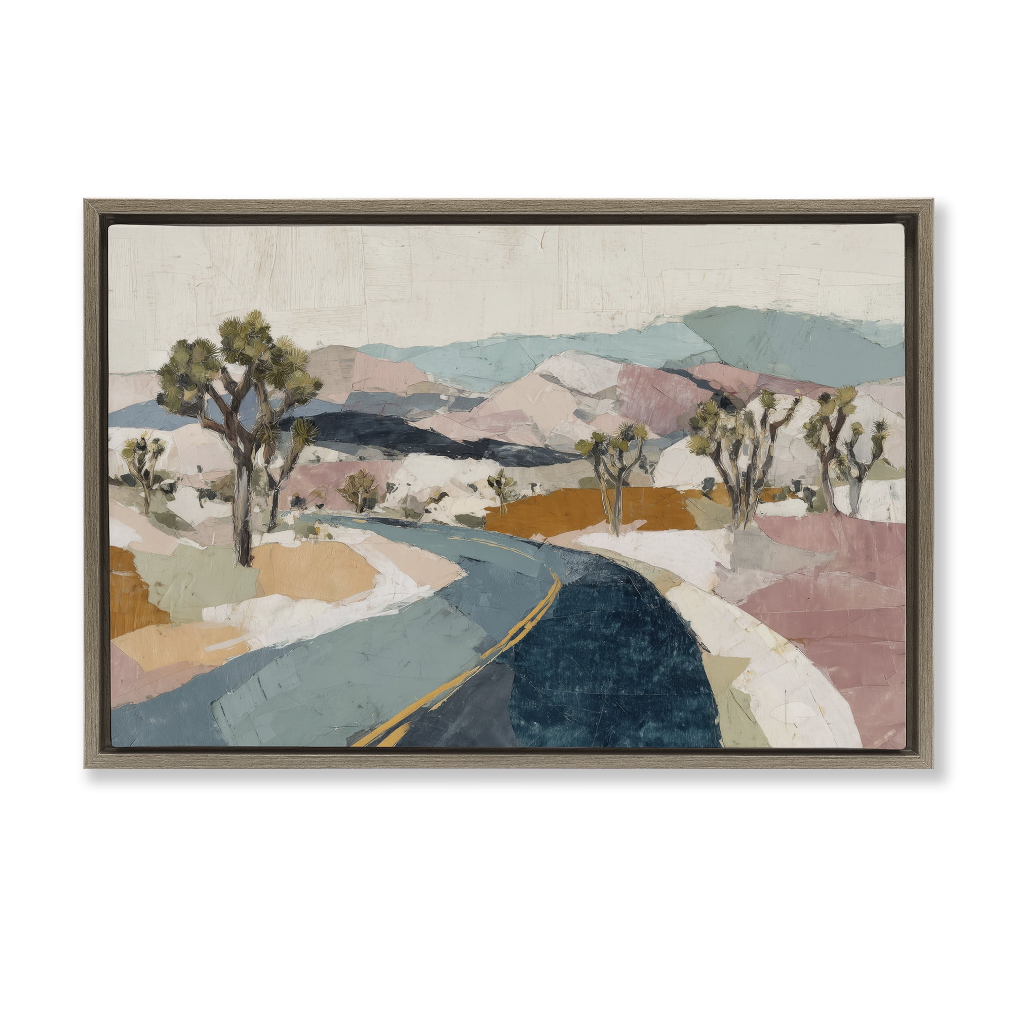 Stupell Industries Desert Highway Through Joshua Trees Brown Framed Floater Canvas Wall Art, design by Chromatic Storm Studio