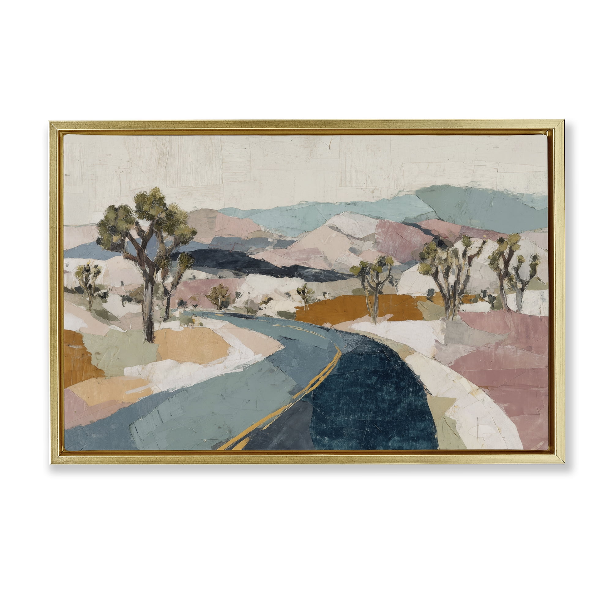 Stupell Industries Desert Highway Through Joshua Trees Gold Framed Floater Canvas Wall Art, design by Chromatic Storm Studio