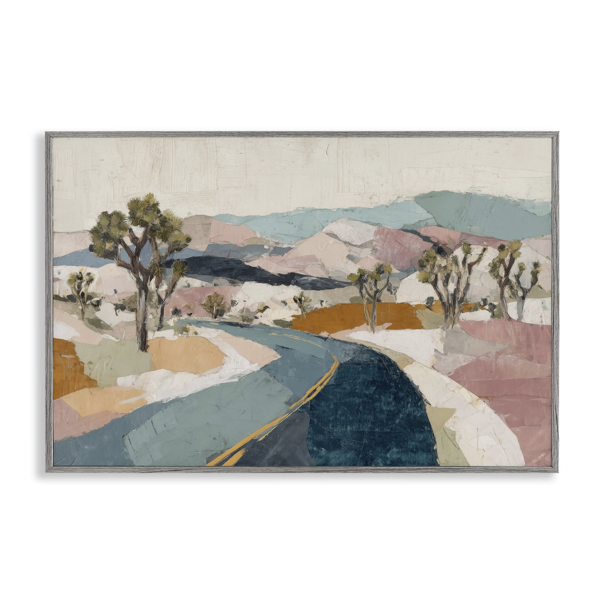 Stupell Industries Desert Highway Through Joshua Trees Gray Framed Giclee Art, design by Chromatic Storm Studio