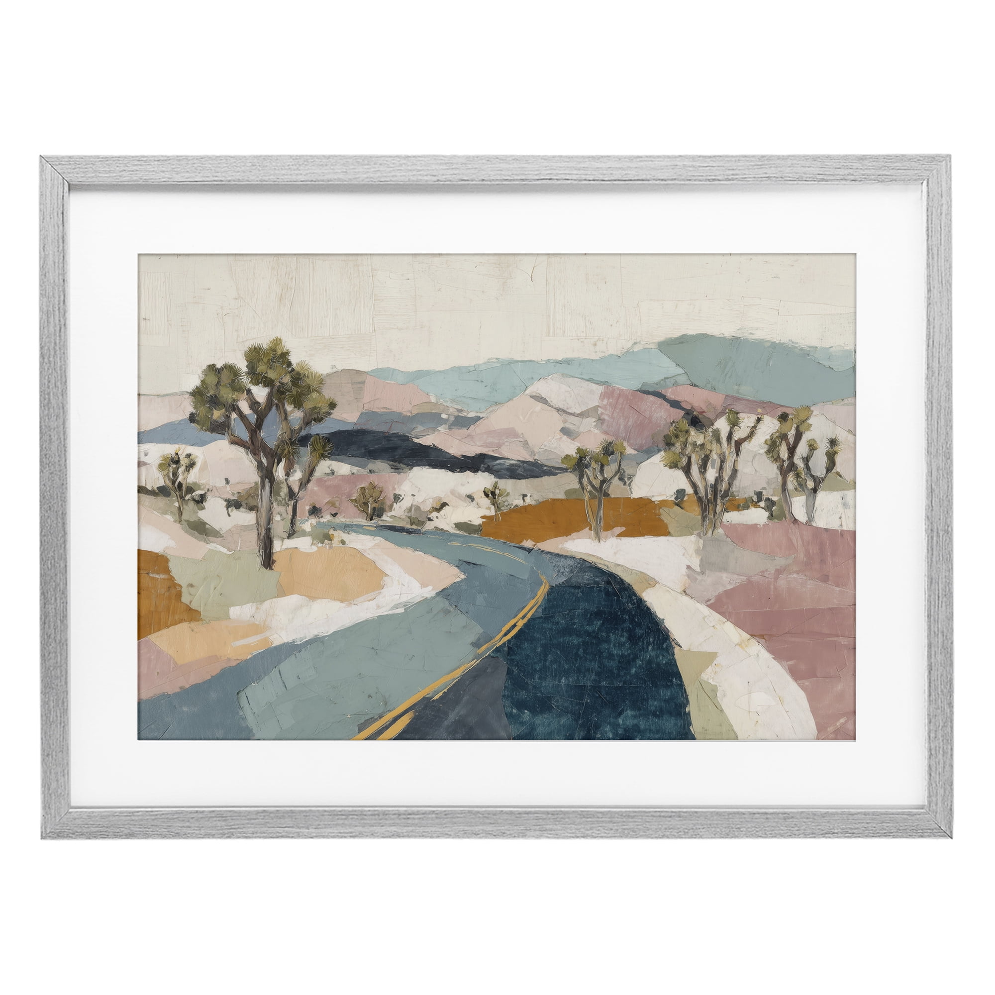Stupell Industries Desert Highway Through Joshua Trees Gray Framed Print Under Glass, design by Chromatic Storm Studio