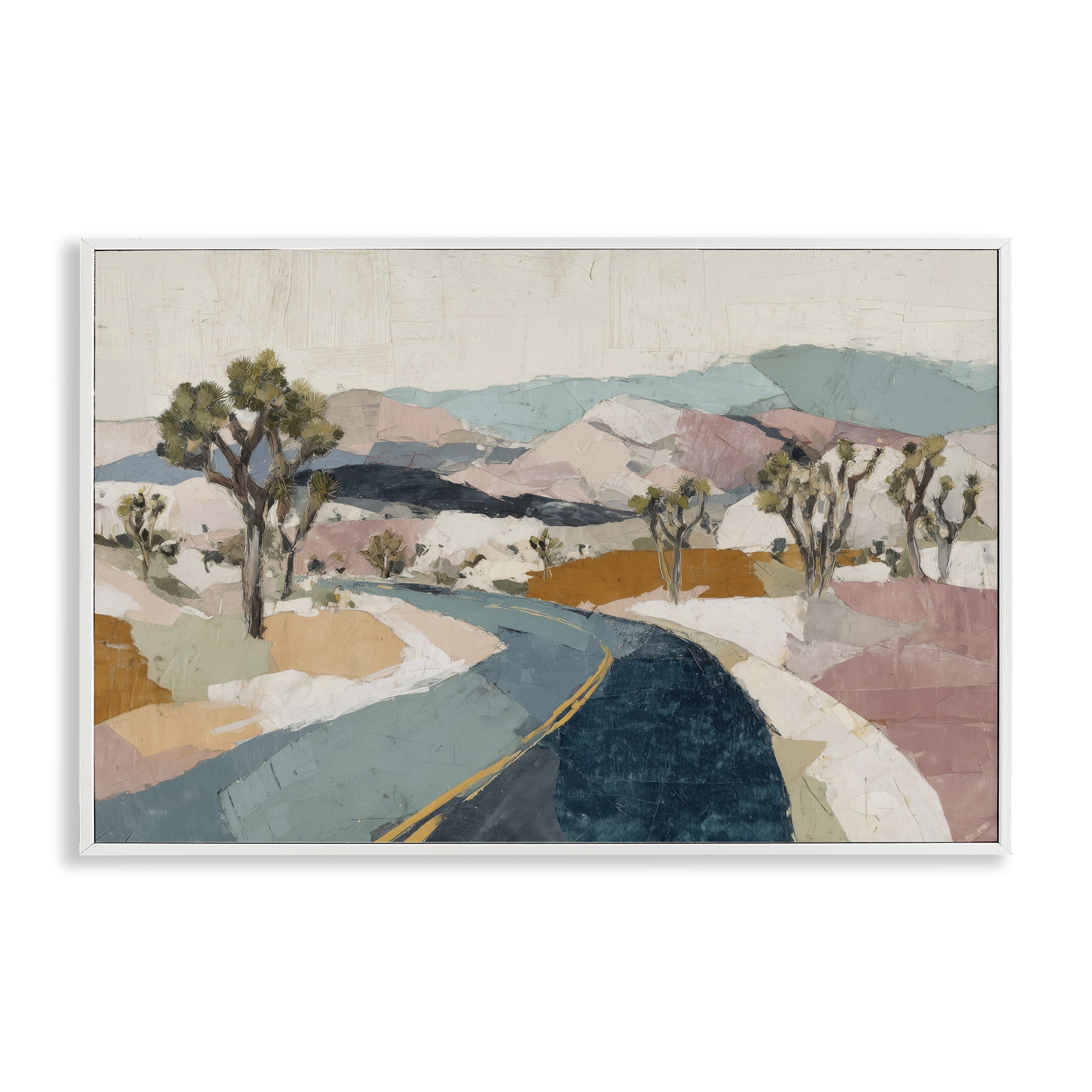 Stupell Industries Desert Highway Through Joshua Trees White Framed Giclee Art, design by Chromatic Storm Studio