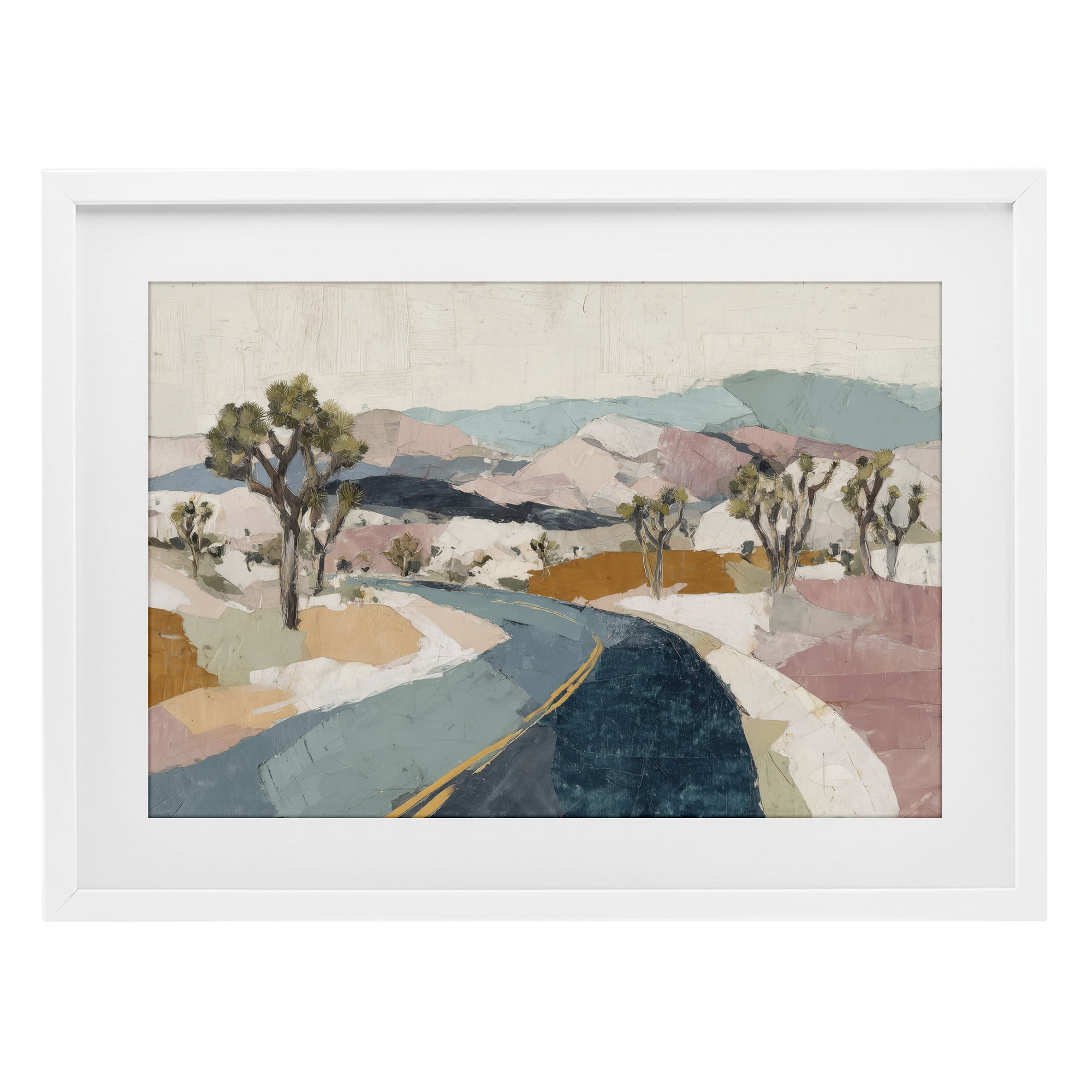 Stupell Industries Desert Highway Through Joshua Trees White Framed Print Under Glass, design by Chromatic Storm Studio