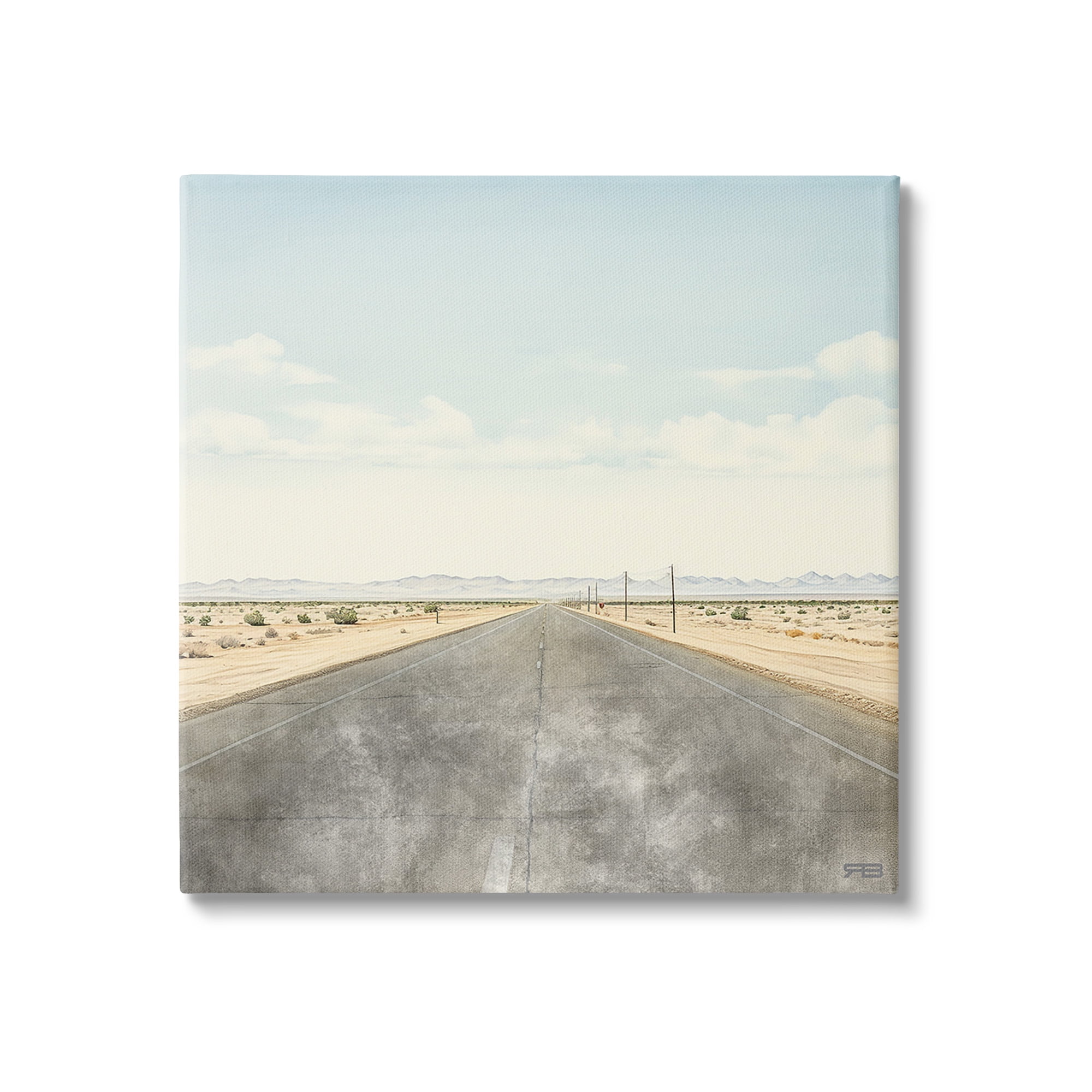 Stupell Industries Desert Horizon Highway Landscape Painting Gallery Wrapped Canvas Art Print Wall Art, 36 x 36
