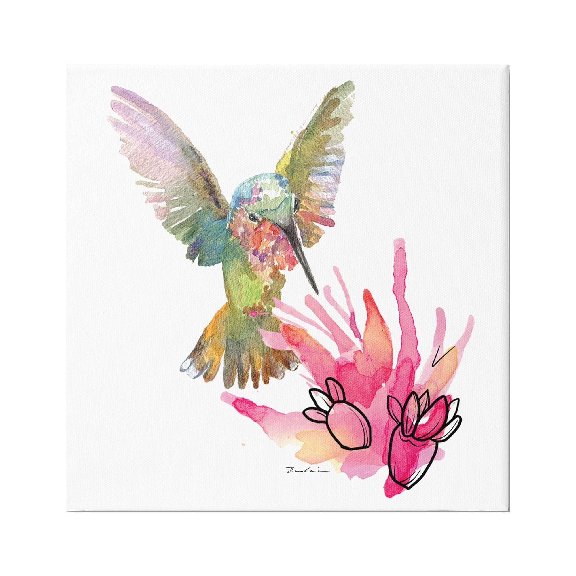 Stupell Industries Desert Hummingbird Watercolor Animals & Insects Painting Gallery Wrapped Canvas Art Print Wall Art, 24 x 24