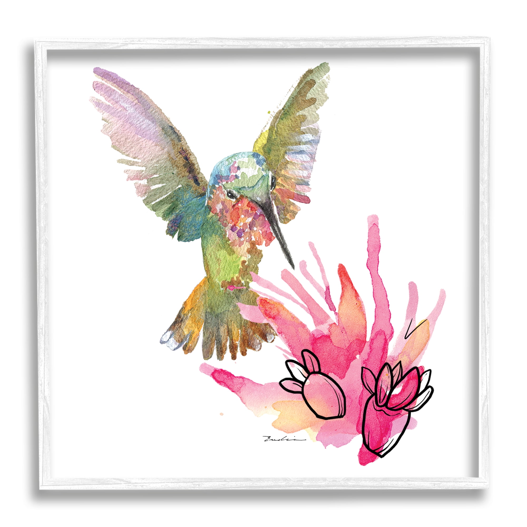 Stupell Industries Desert Hummingbird Watercolor Animals & Insects Painting White Framed Art Print Wall Art, 24 x 24