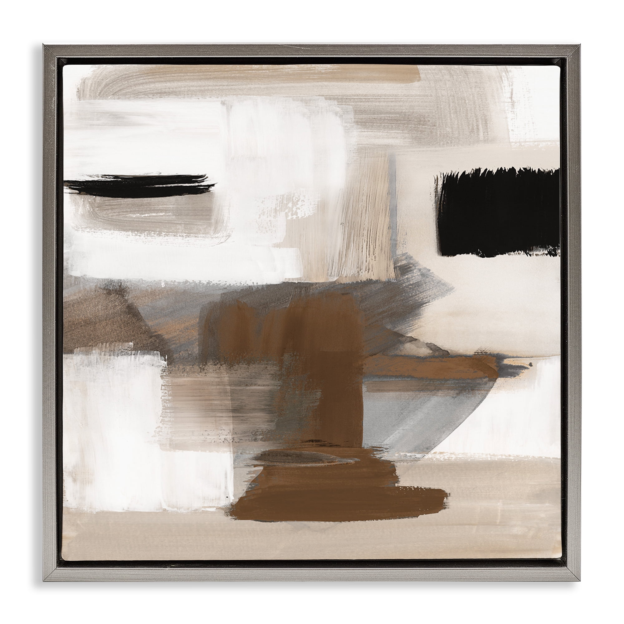 Stupell Industries Desert Impression Abstract Abstract Painting Gray Floater Framed Canvas Art Print Wall Art, 18 x 18