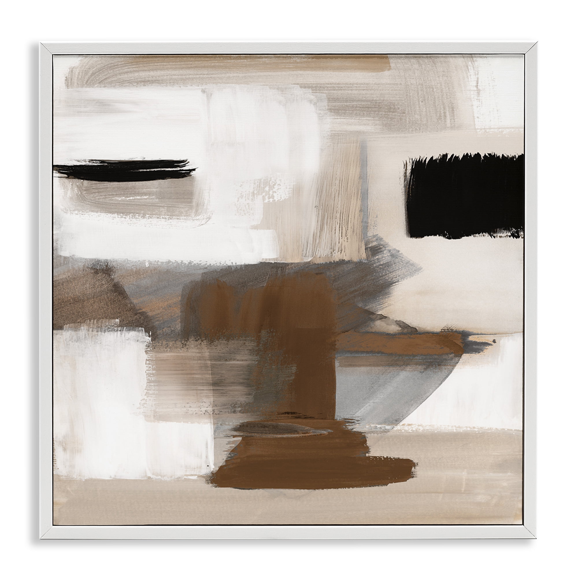 Stupell Industries Desert Impression Abstract Abstract Painting White Framed Art Print Wall Art, 12 x 12