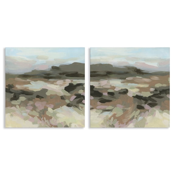 Stupell Industries Desert Impression Abstraction Landscape & Nature Painting Wrapped Canvas Art Print Wall Art, 17 x 17, Set of 2