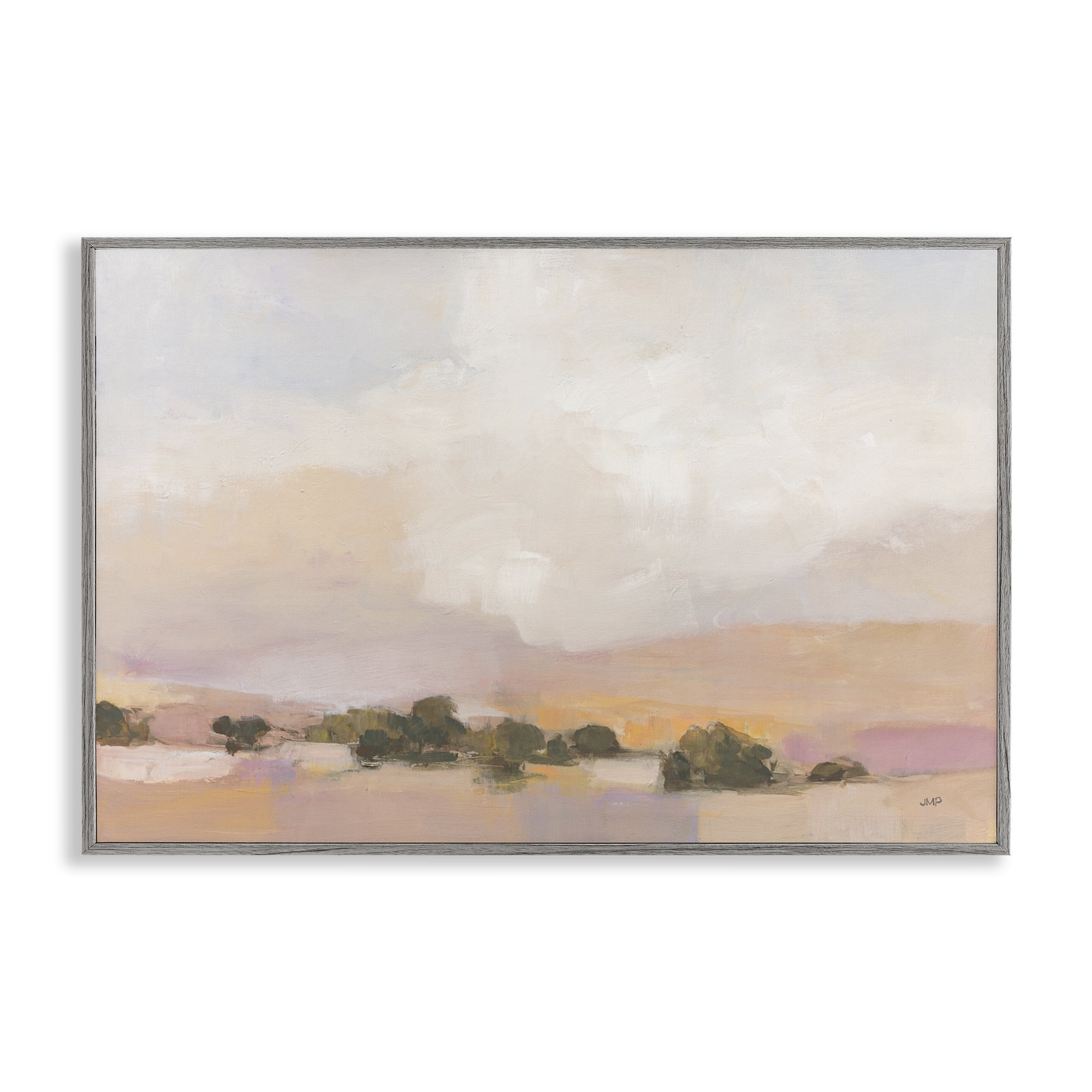 Stupell Industries Desert Landscape Abstract Landscape & Nature Painting Gray Framed Art Print Wall Art, 18 x 12