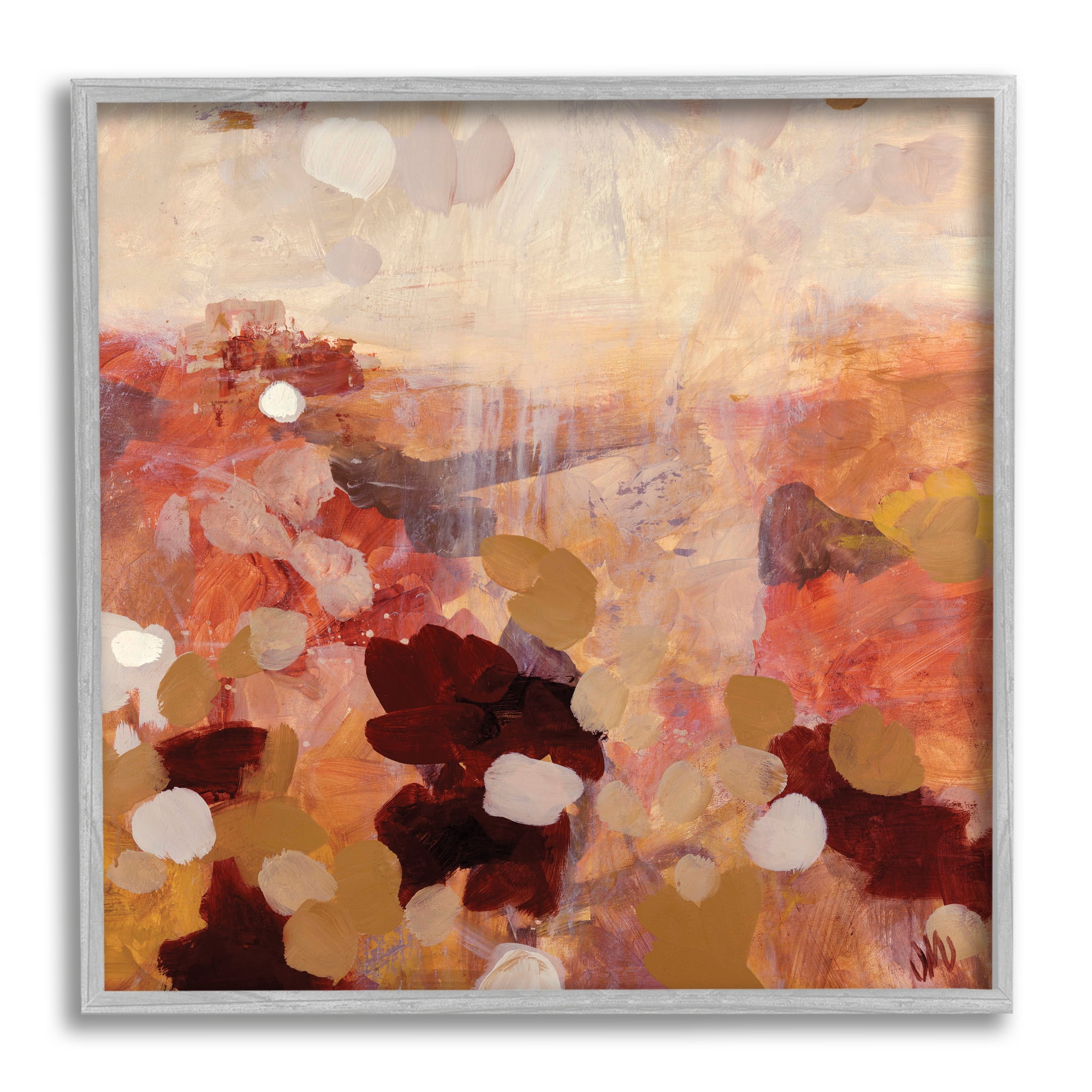 Stupell Industries Desert Landscape Abstraction Abstract Painting Gray Framed Art Print Wall Art, 12 x 12