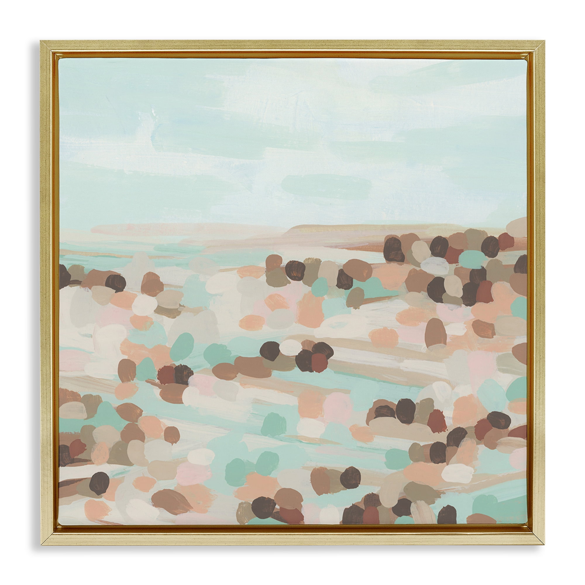 Stupell Industries Desert Landscape Impression Landscape Painting Gold Floater Framed Canvas Art Print Wall Art, 18 x 18