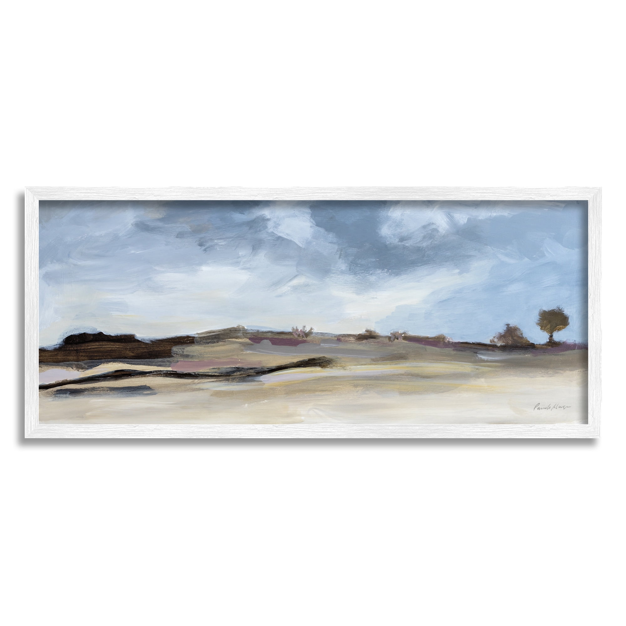 Stupell Industries Desert Landscape Painting Landscape Painting White Framed Art Print Wall Art, 24 x 10