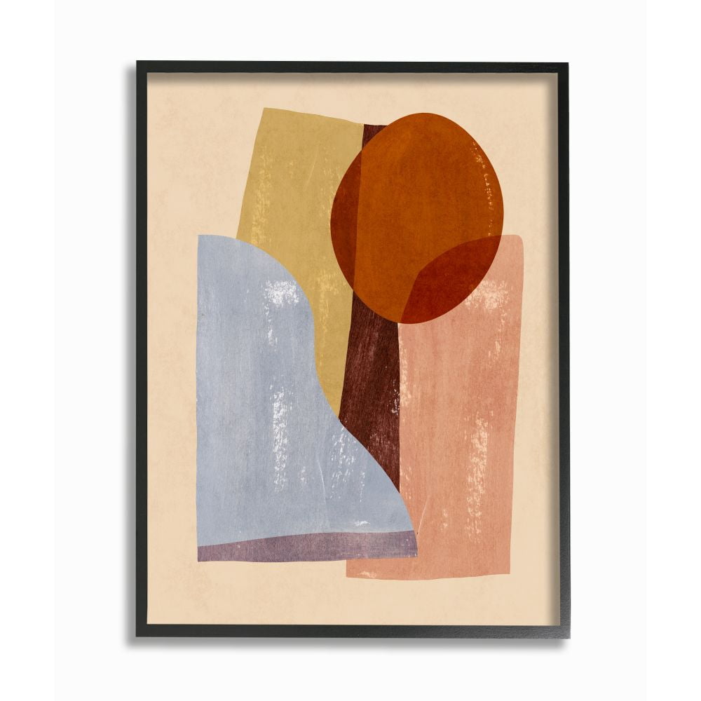 Stupell Industries Desert Landscape Shapes Abstracted Red Brown Framed Wall Art Design by Annie Warren, 11" x 14", Black Framed