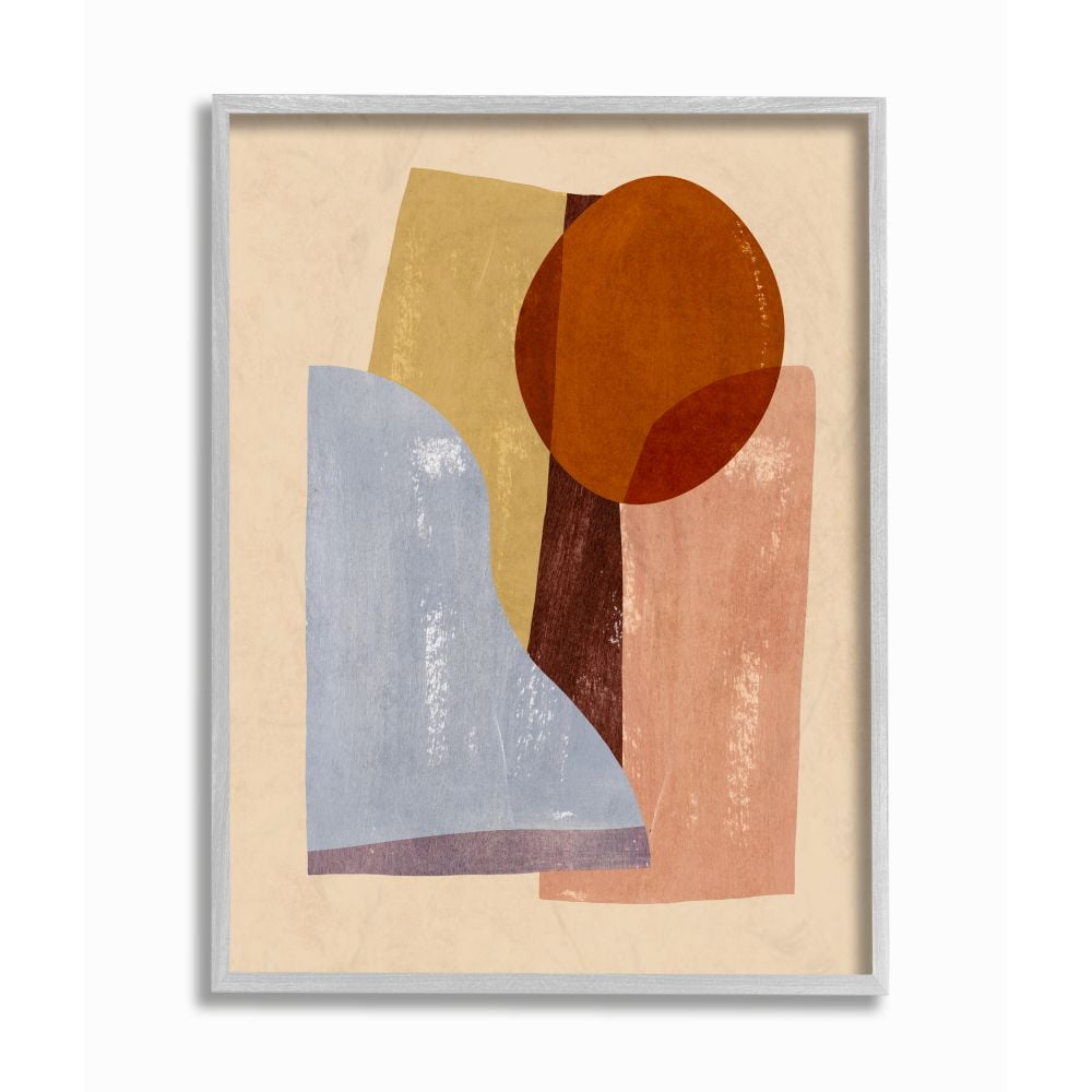 Stupell Industries Desert Landscape Shapes Abstracted Red Brown Framed Wall Art Design by Annie Warren, 16" x 20", Gray Framed