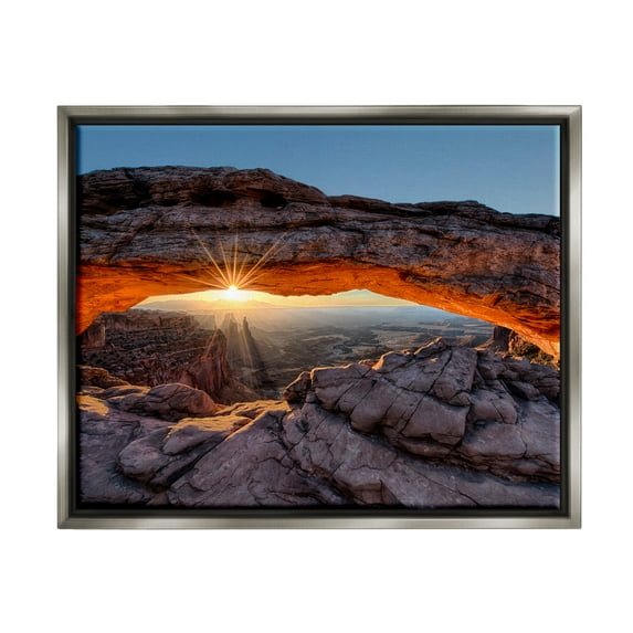 Stupell Industries Desert Mesa Arch Landscape Nature Photography Gray Floater Framed Art Print Wall Art, 21 x 17