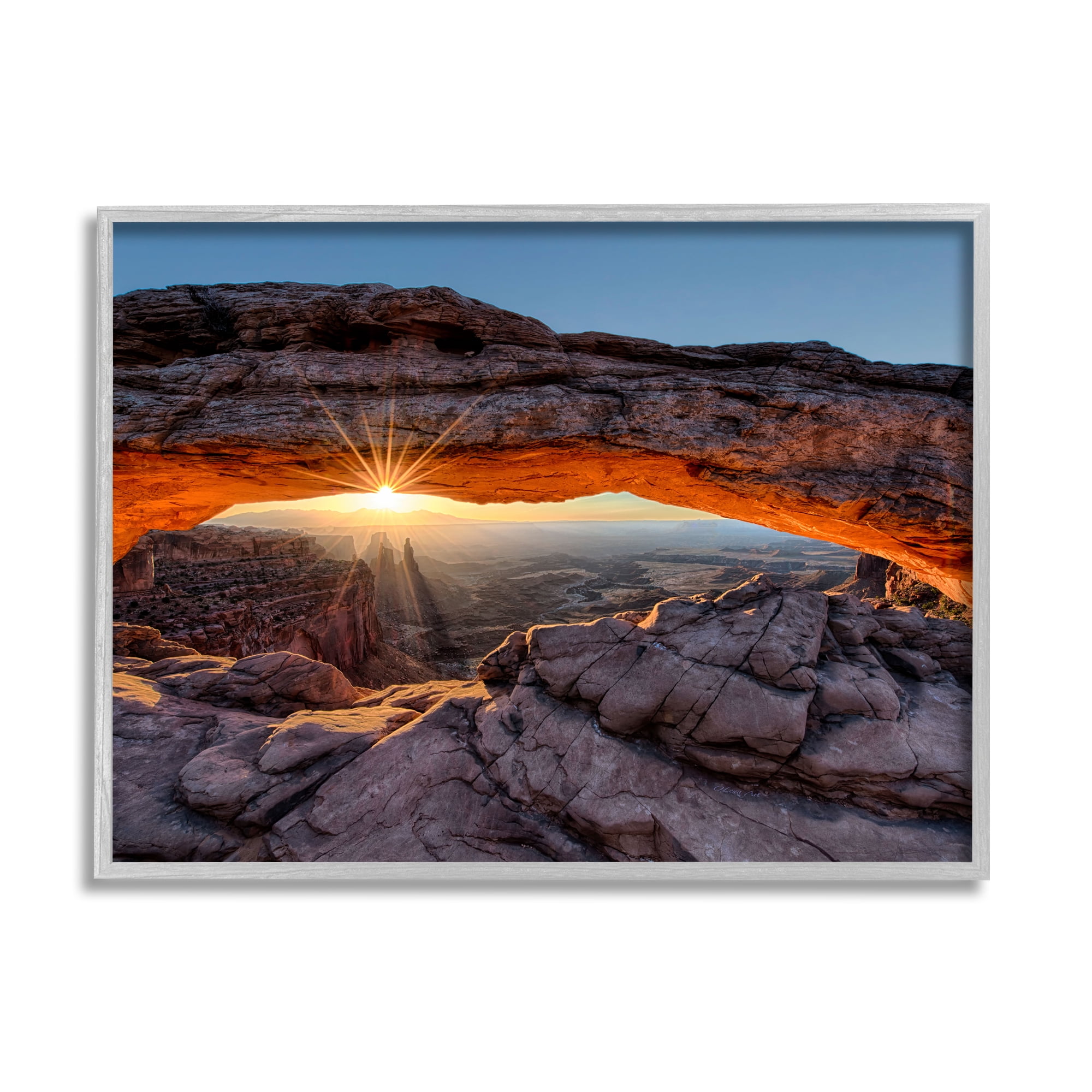 Stupell Industries Desert Mesa Arch Landscape Nature Photography Gray Framed Art Print Wall Art, 20 x 16