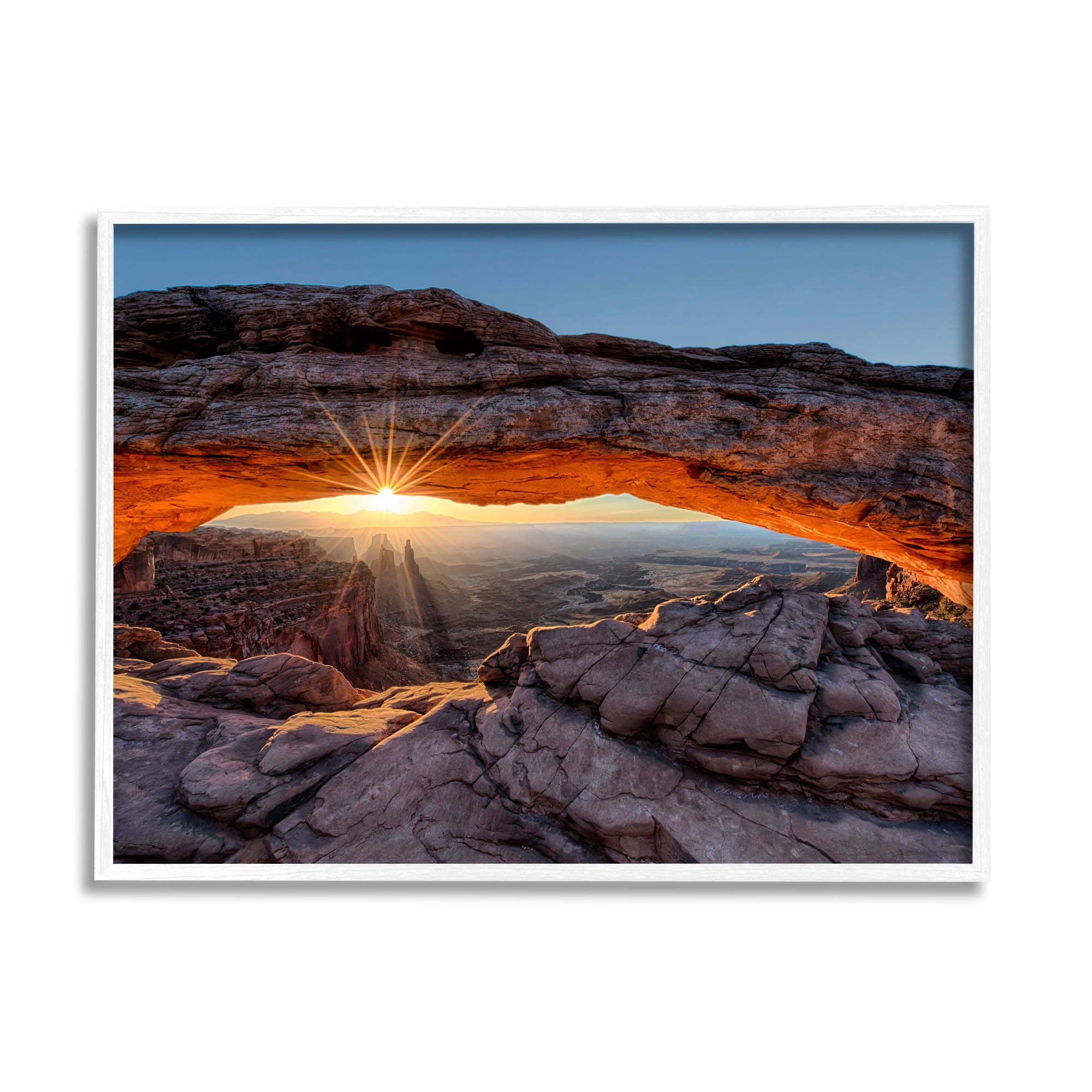 Stupell Industries Desert Mesa Arch Landscape Nature Photography White Framed Art Print Wall Art, 20 x 16