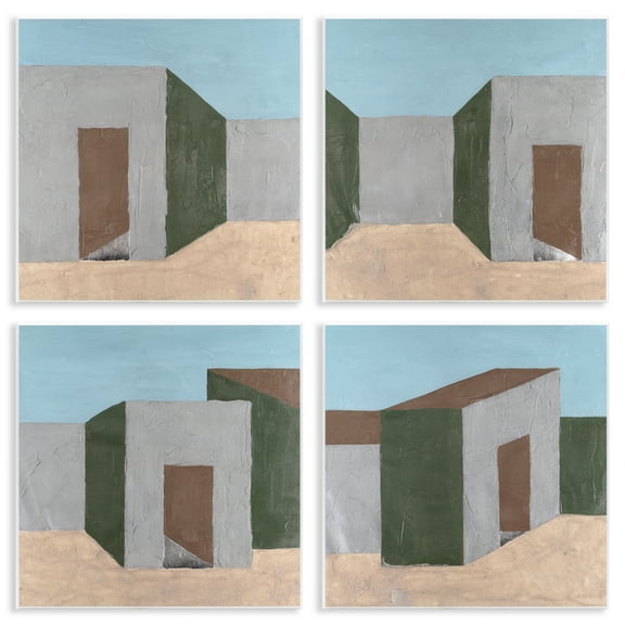 Stupell Industries Desert Modular Houses Buildings & Architecture Painting Unframed Art Print Wall Art, 12 x 12, Set of 4