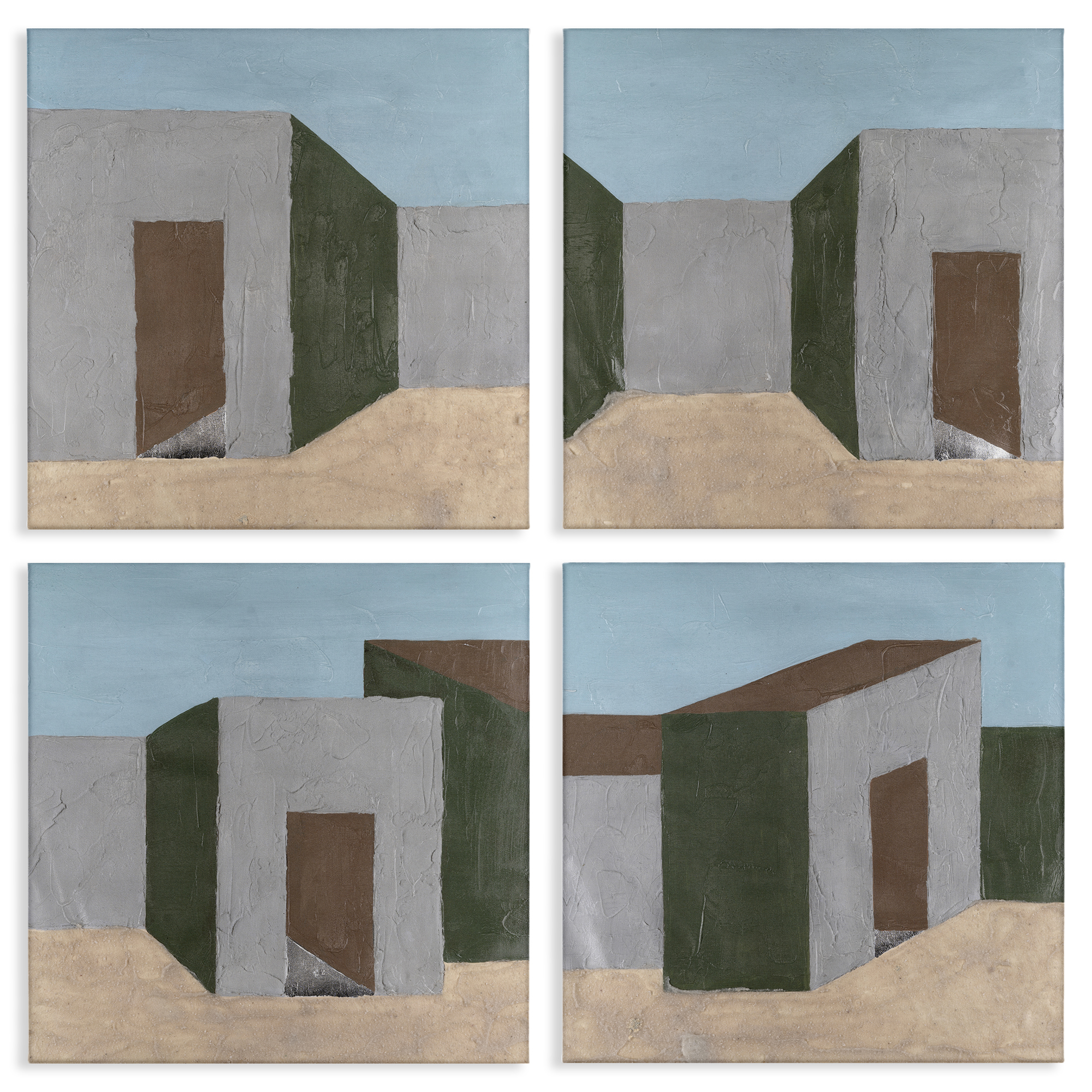 Stupell Industries Desert Modular Houses Buildings & Architecture Painting Wrapped Canvas Art Print Wall Art, 17 x 17, Set of 4