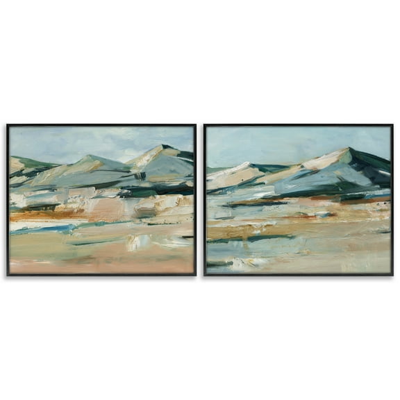 Stupell Industries Desert Mountain Impressions Landscape & Nature Painting Black Framed Art Print Wall Art, 14 x 11, Set of 2
