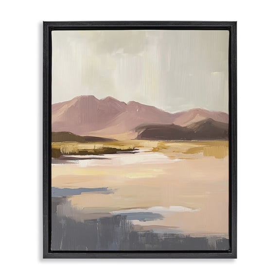 Stupell Industries Desert Mountain Sunrise Painting Black Framed Floater Canvas Wall Art design by Heidi Kuntz, 21 x 17