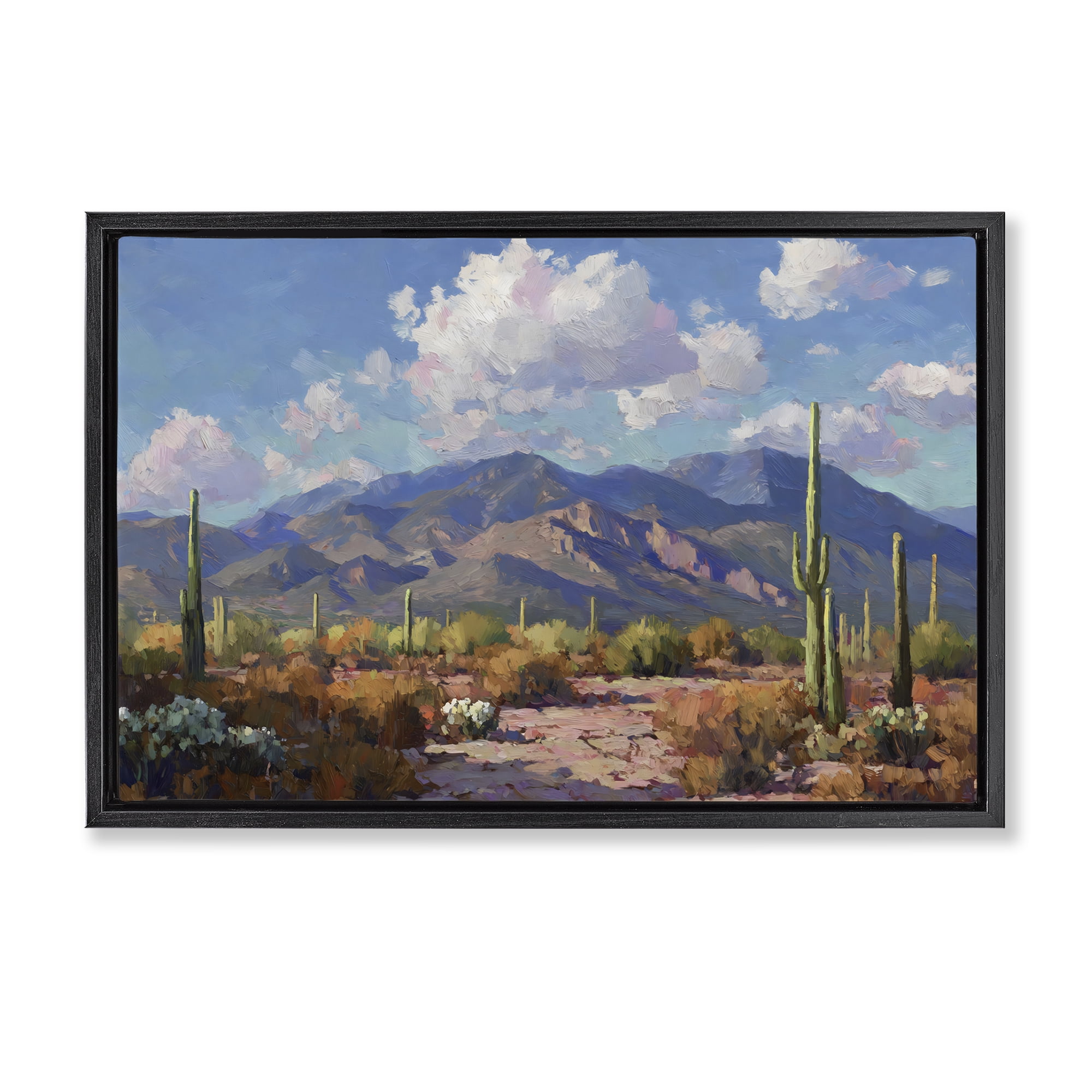 Stupell Industries Desert Mountains at Sunset Glow Black Framed Floater Canvas Wall Art, design by Gina Kelly