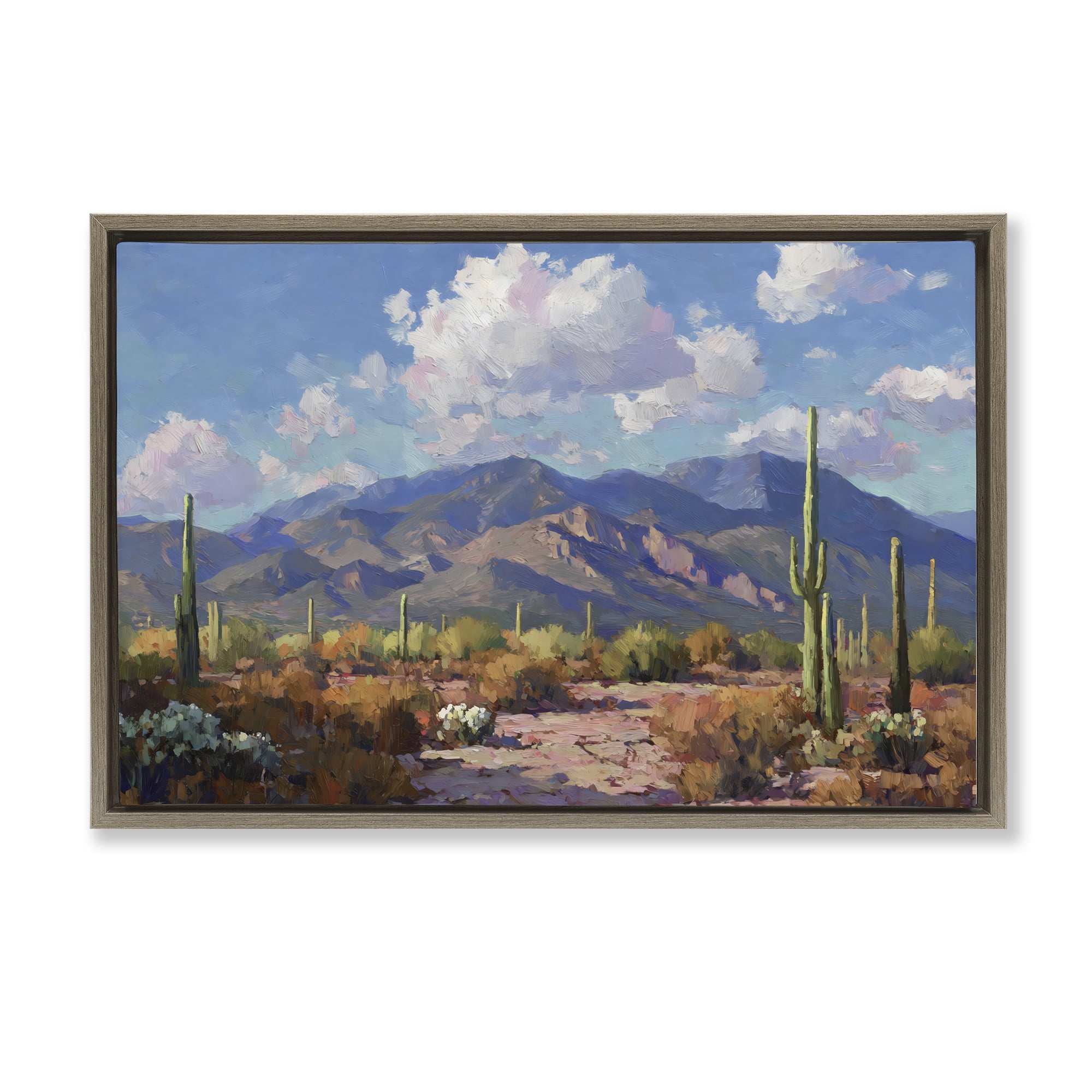 Stupell Industries Desert Mountains at Sunset Glow Brown Framed Floater Canvas Wall Art, design by Gina Kelly