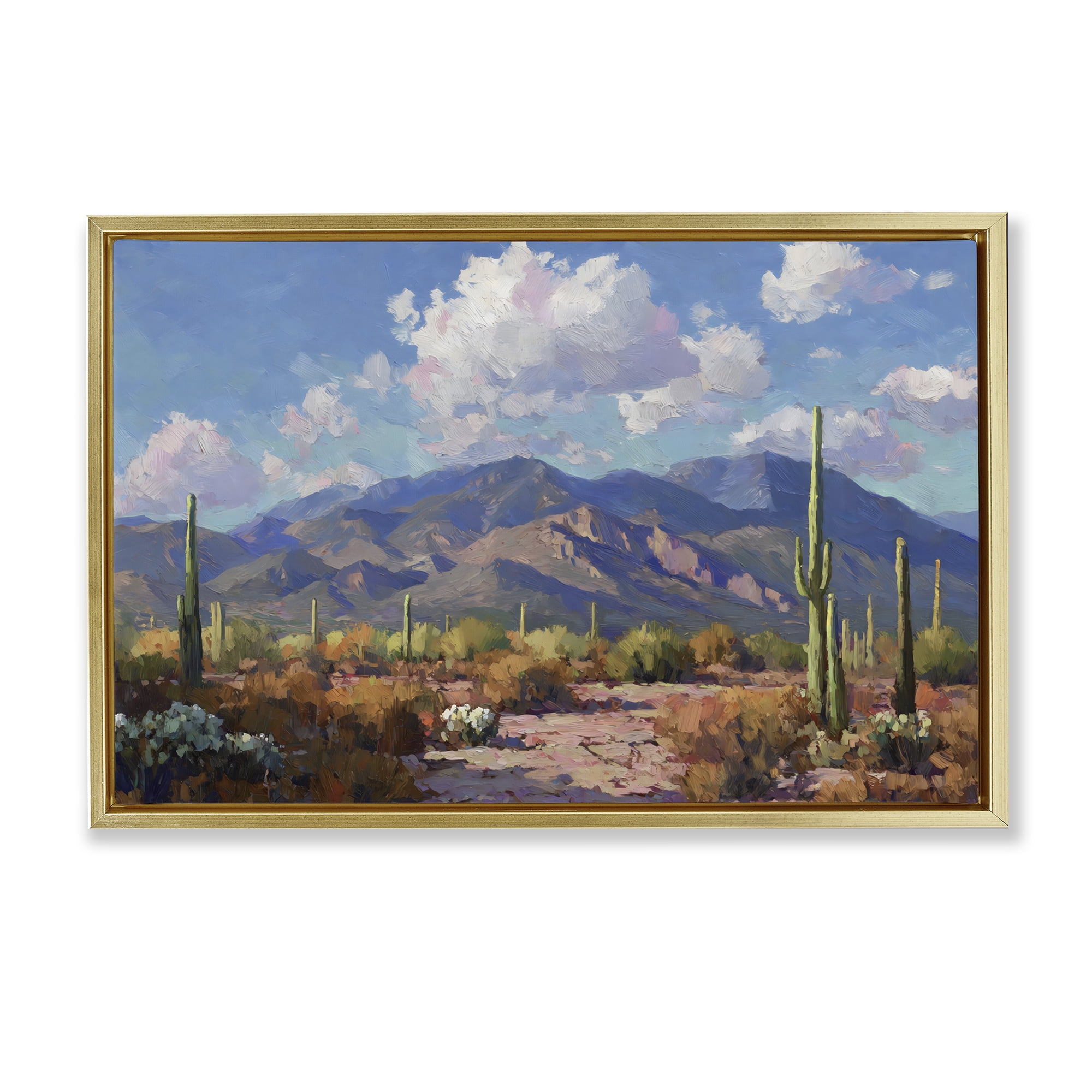 Stupell Industries Desert Mountains at Sunset Glow Gold Framed Floater Canvas Wall Art, design by Gina Kelly