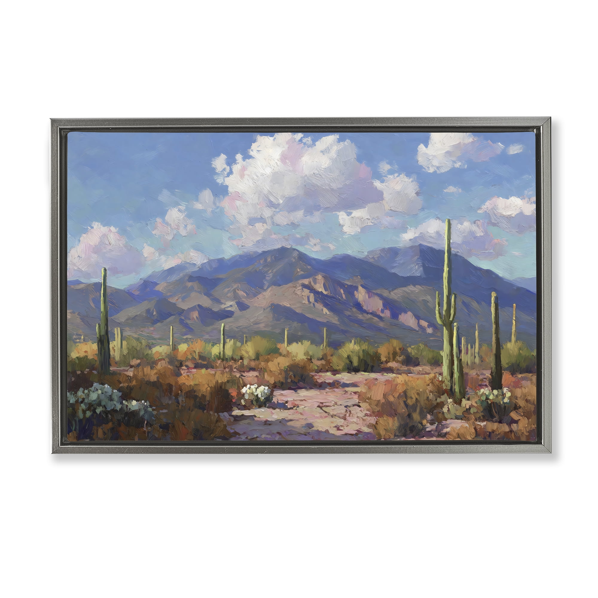 Stupell Industries Desert Mountains at Sunset Glow Gray Framed Floater Canvas Wall Art, design by Gina Kelly
