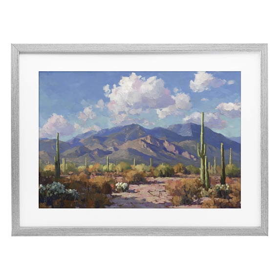 Stupell Industries Rustic Lodge Desert Mountains at Sunset Glow Gray Framed Print Under Glass, 20 x 14, by Gina Kelly
