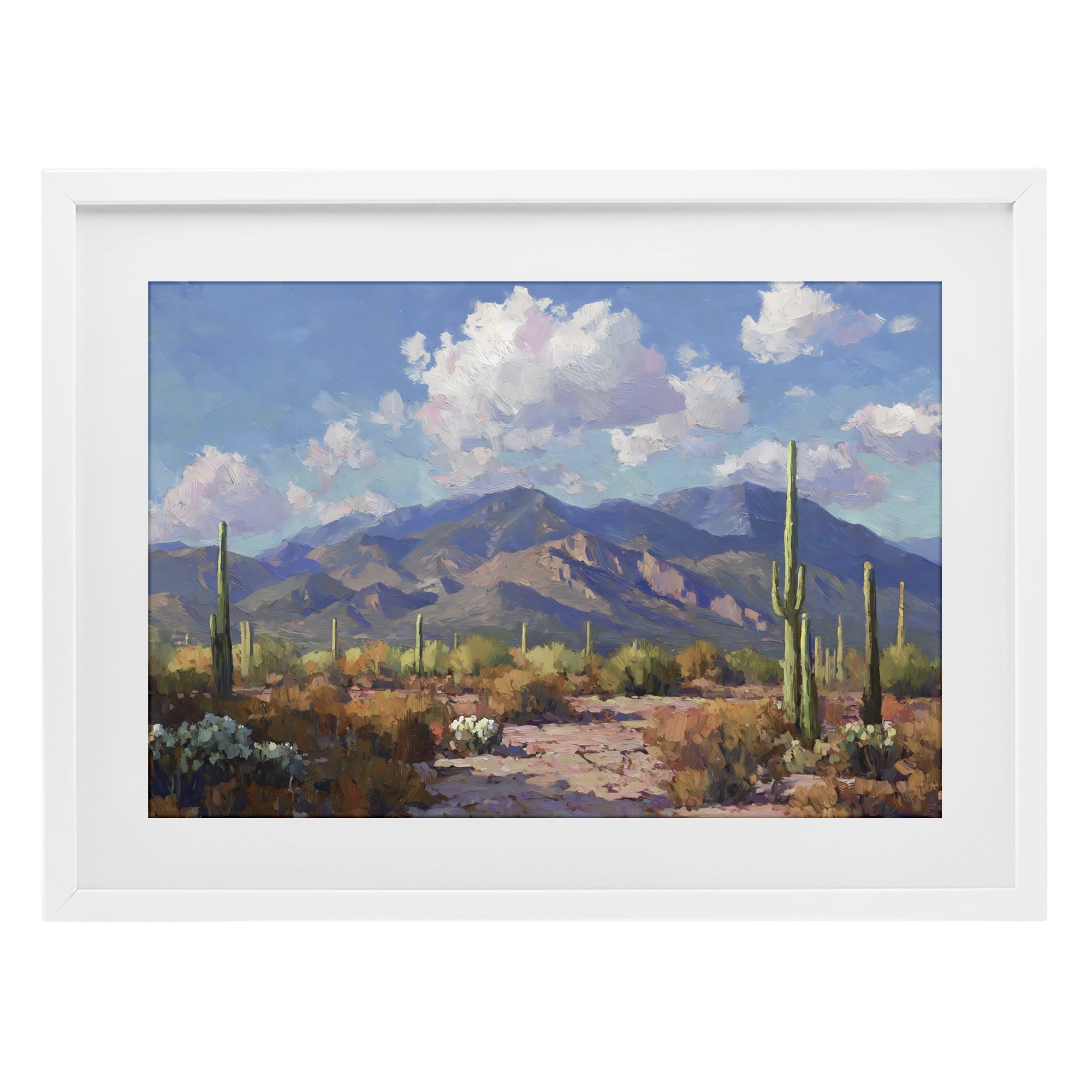 Stupell Industries Desert Mountains at Sunset Glow White Framed Print Under Glass, design by Gina Kelly