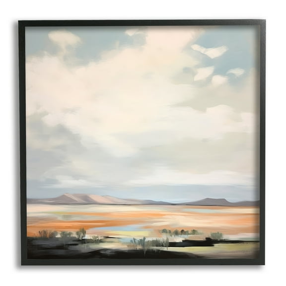 Stupell Industries Desert Nature Painting Landscape Painting Black Framed Art Print Wall Art, 12 x 12