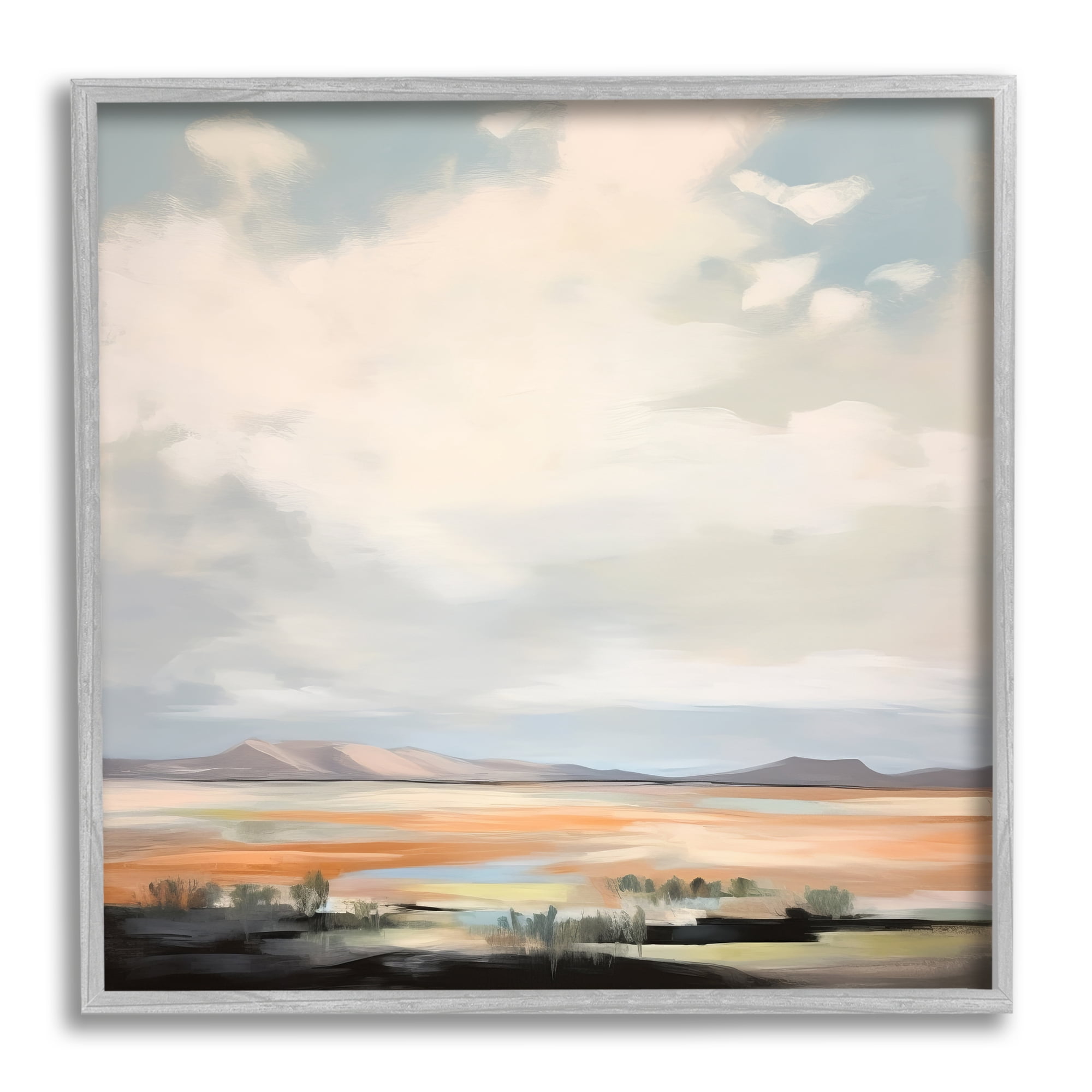 Stupell Industries Desert Nature Painting Landscape Painting Gray Framed Art Print Wall Art, 24 x 24