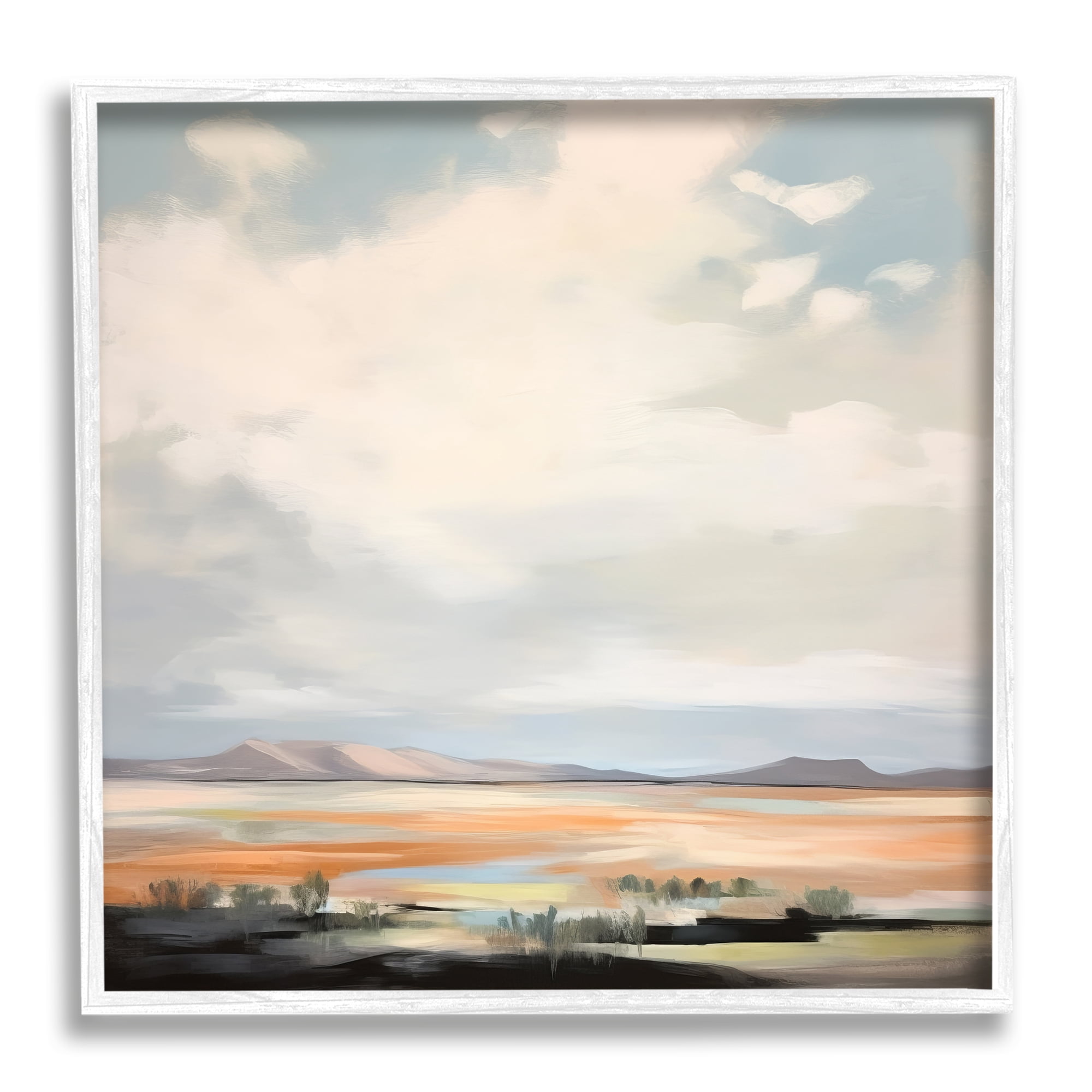 Stupell Industries Desert Nature Painting Landscape Painting White Framed Art Print Wall Art, 24 x 24