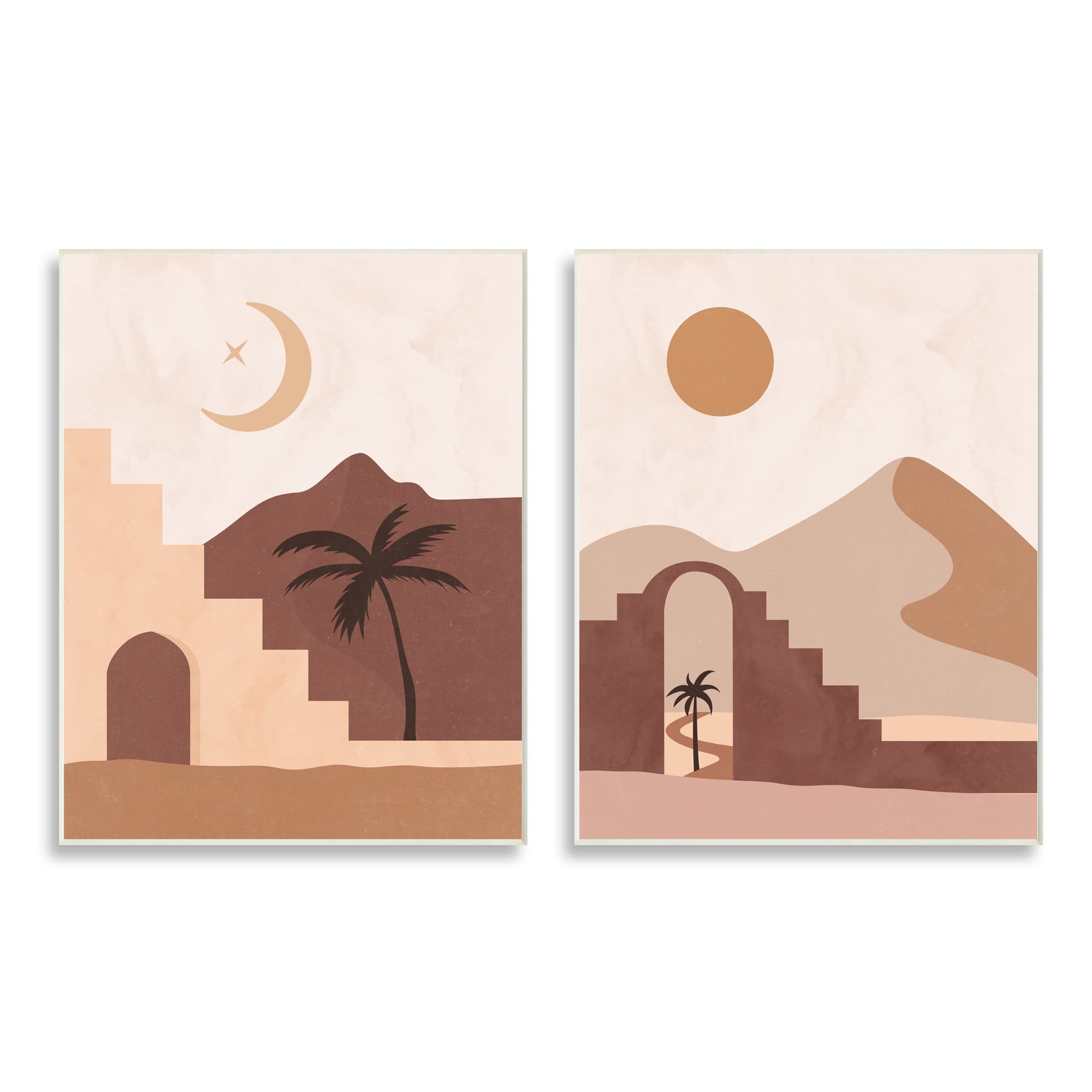 Stupell Industries Desert Oasis Retreat Day Night Palm Dune Landscape,10 x 15, Design by Nina Blue