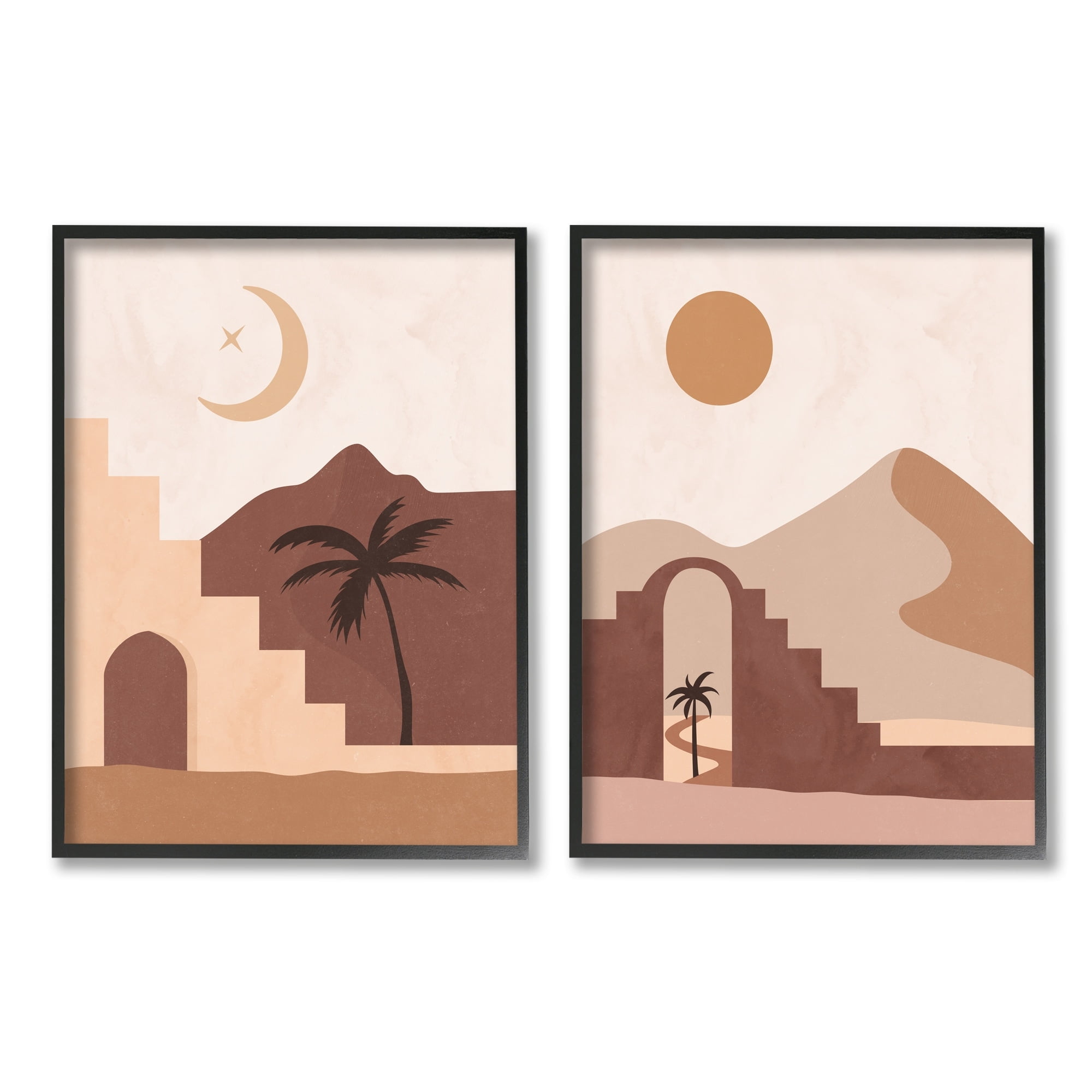Stupell Industries Desert Oasis Retreat Day Night Palm Dune Landscape,11 x 14, Design by Nina Blue
