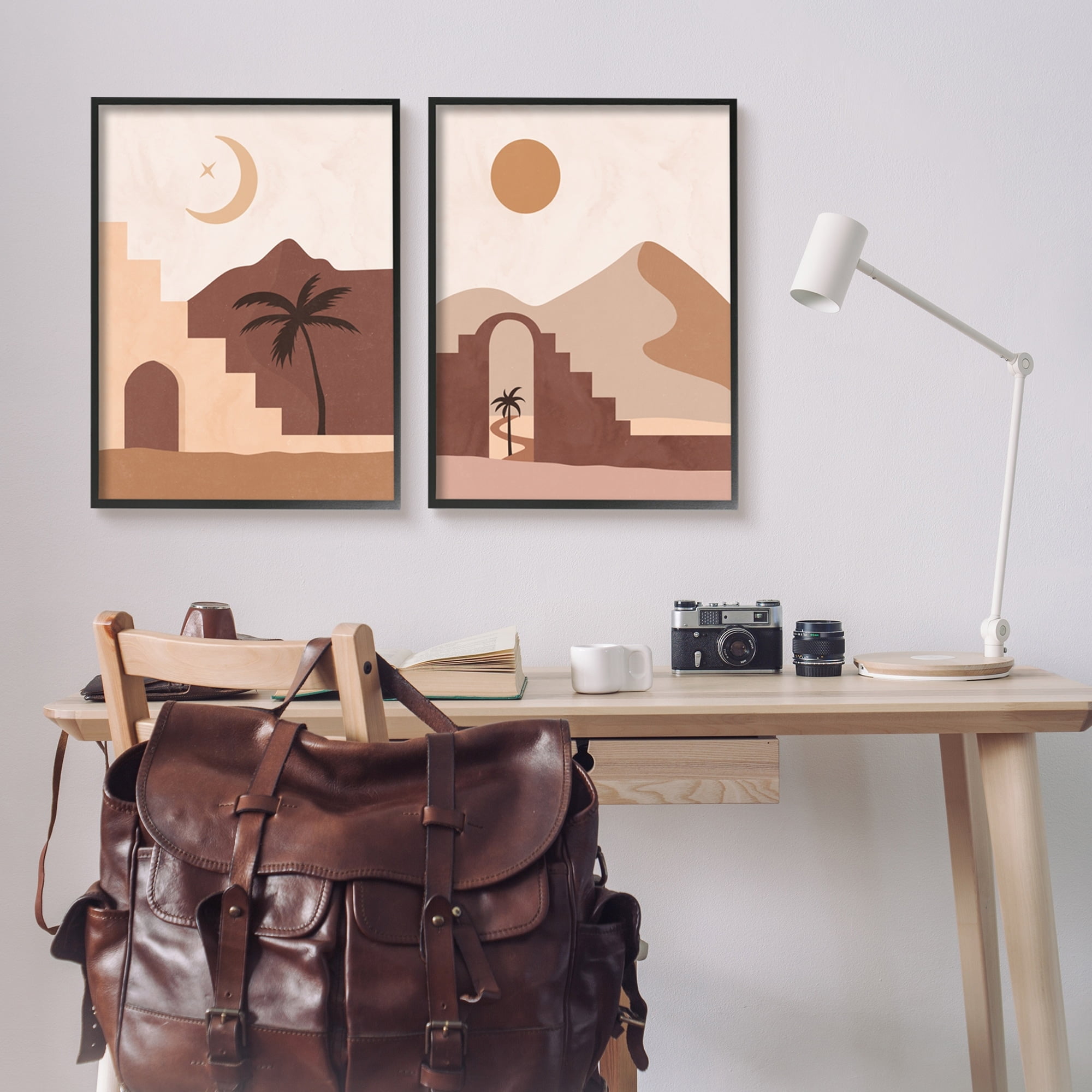 Stupell Industries Desert Oasis Retreat Day Night Palm Dune Landscape,24 x 30, Design by Nina Blue