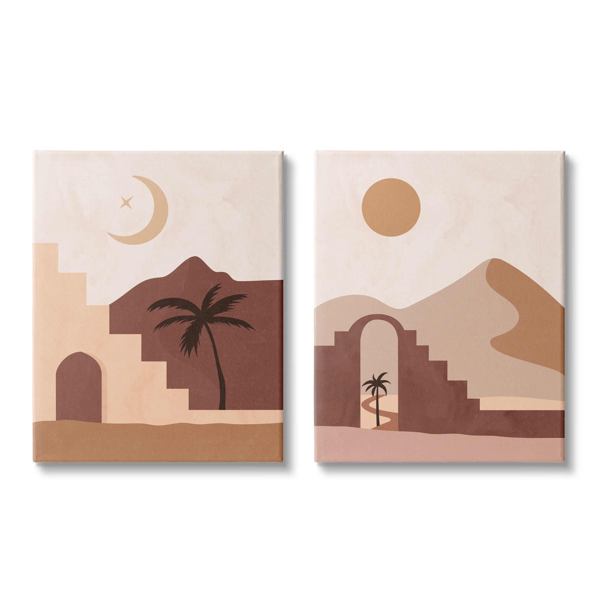 Stupell Industries Desert Oasis Retreat Day Night Palm Dune Landscape,24 x 30, Design by Nina Blue