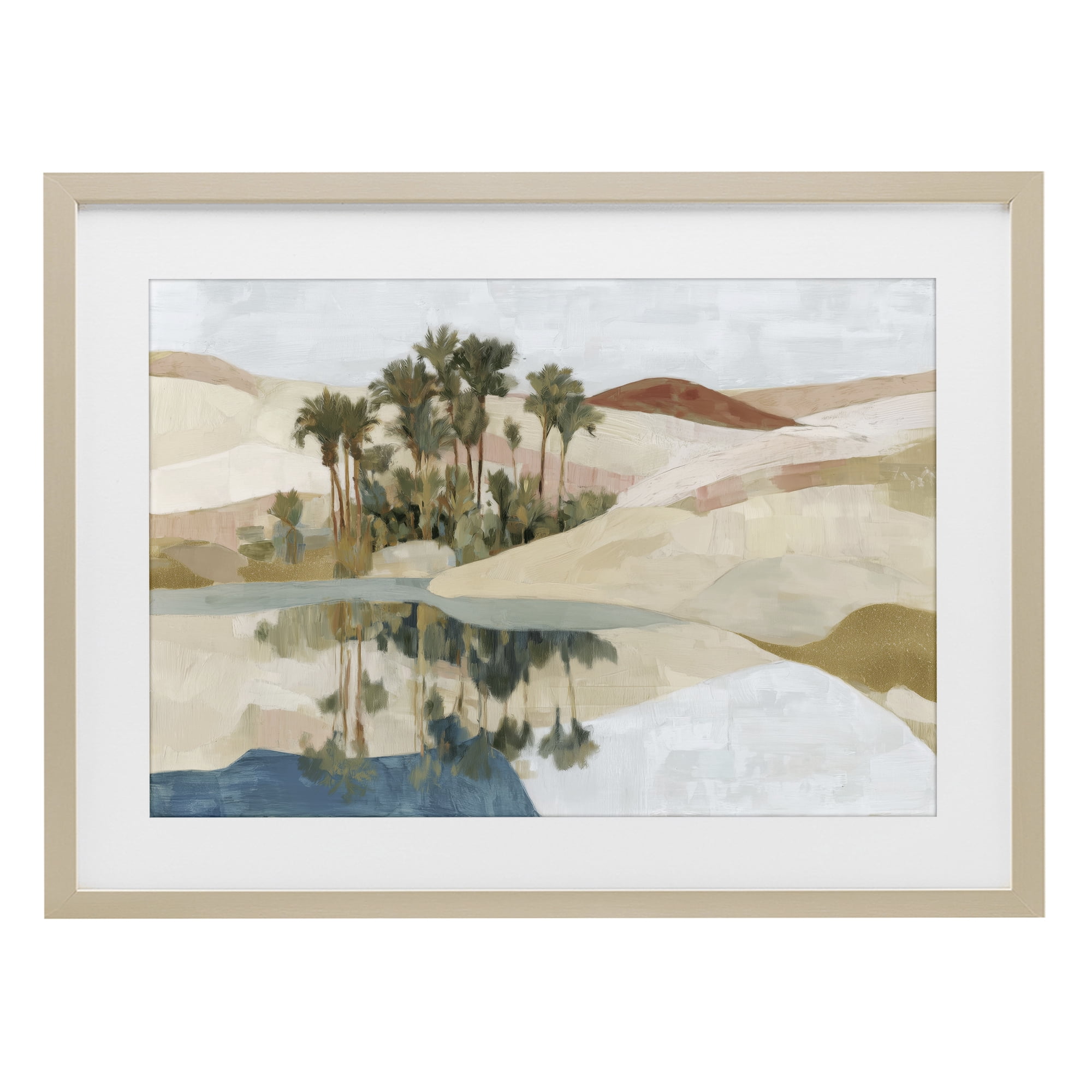 Stupell Industries Desert Oasis with Palm Reflection Birch Framed Print Under Glass, design by Chromatic Storm Studio